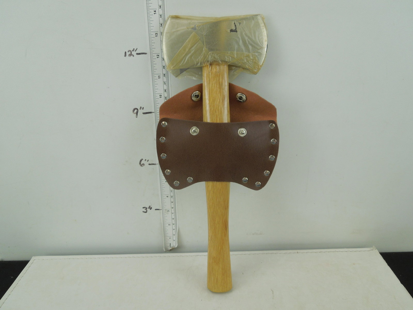 14" Overall Length Double Headed Hatchet, With Leather: 14" Overall Length Double Headed Hatchet, With Leather Sheath