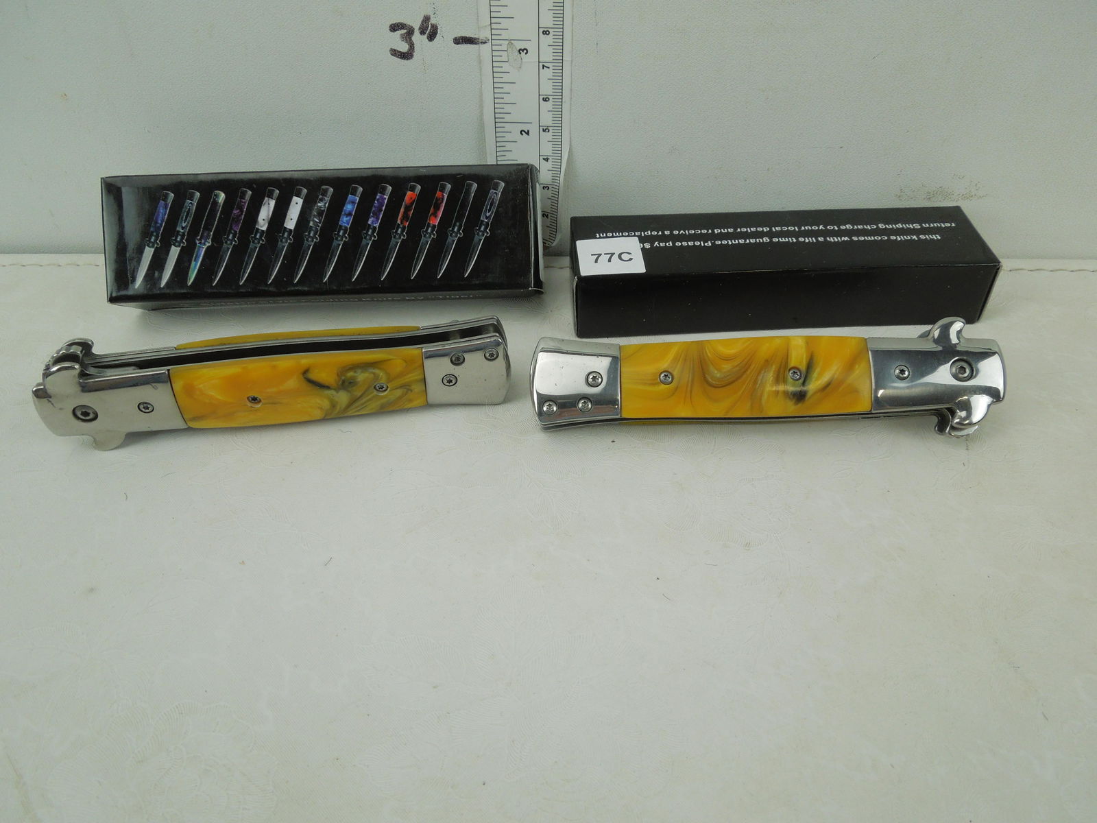 2 - 4.75" Closed Pocket Knives, 9" Open Stiletto Style (1 of 2)