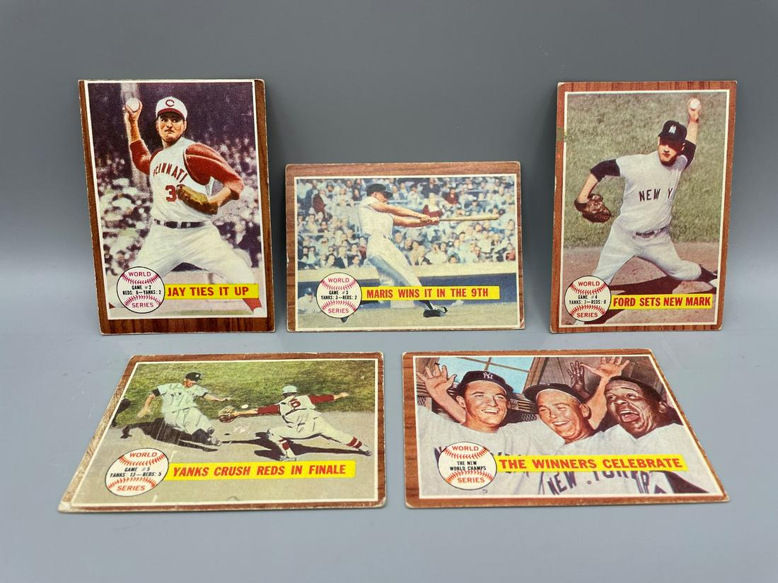 1962 Topps Lot of 5 World Series cards - Roger Maris,: 1962 Topps Lot of 5 World Series cards - Roger Maris, Whitey Ford - Varying Conditions