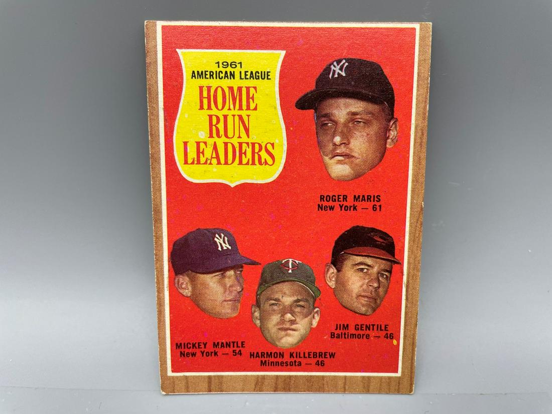 1962 Topps AL HR Leaders #53 - Mickey Mantle, Roger: 1962 Topps AL HR Leaders #53 - Mickey Mantle, Roger Maris, Harmon Killebrew