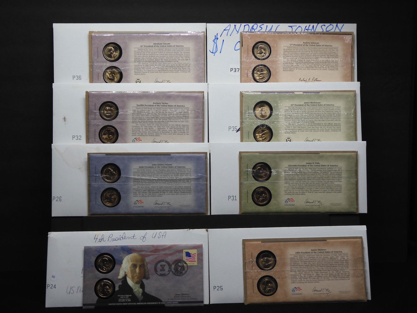 8 US Mint Official American Presidency $1 coin Cover (1 of 9)