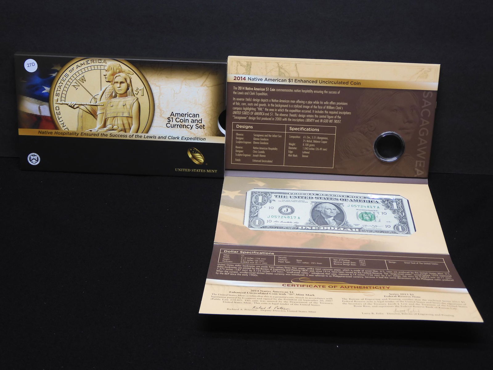 2013 $1 Fed. Reserve Note From American $1 Coin & (1 of 5)