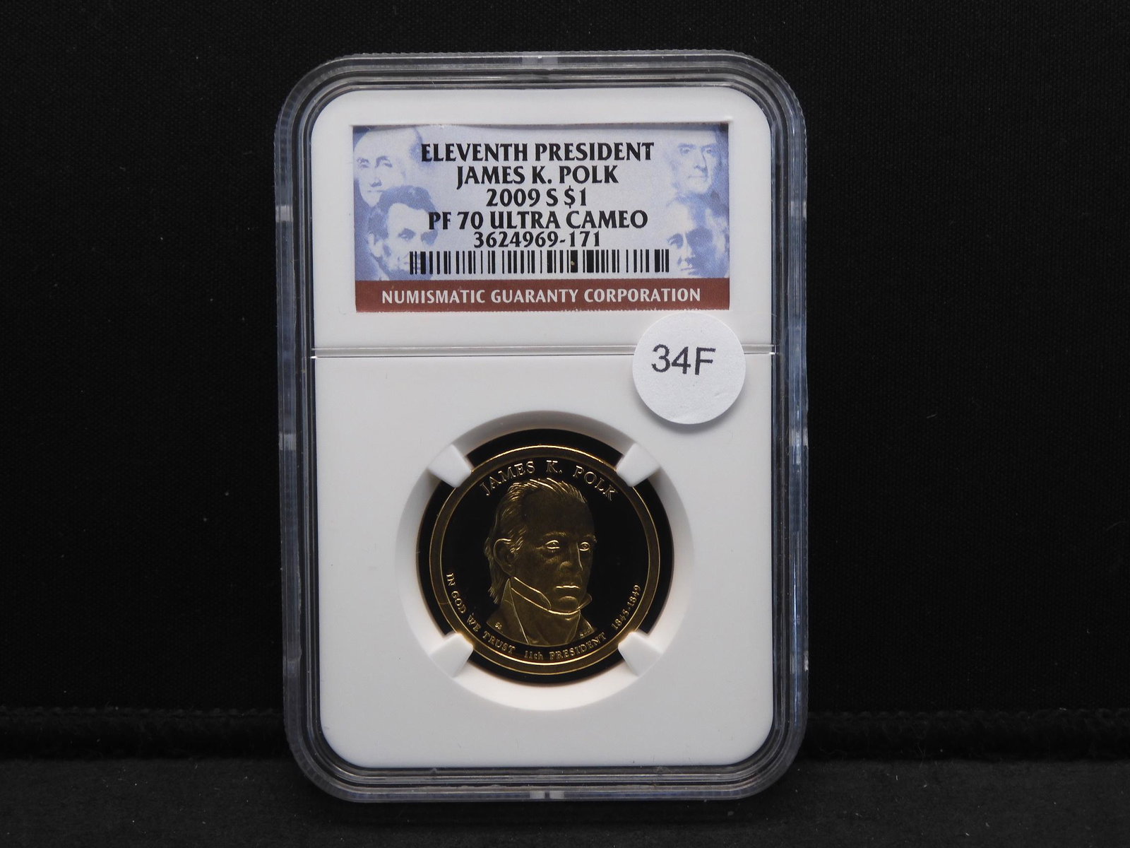 2009-S James K. Polk Presidential Dollars PF 70 Ultra: 2009-S James K. Polk Presidential Dollars PF 70 Ultra Cameo By NGC
