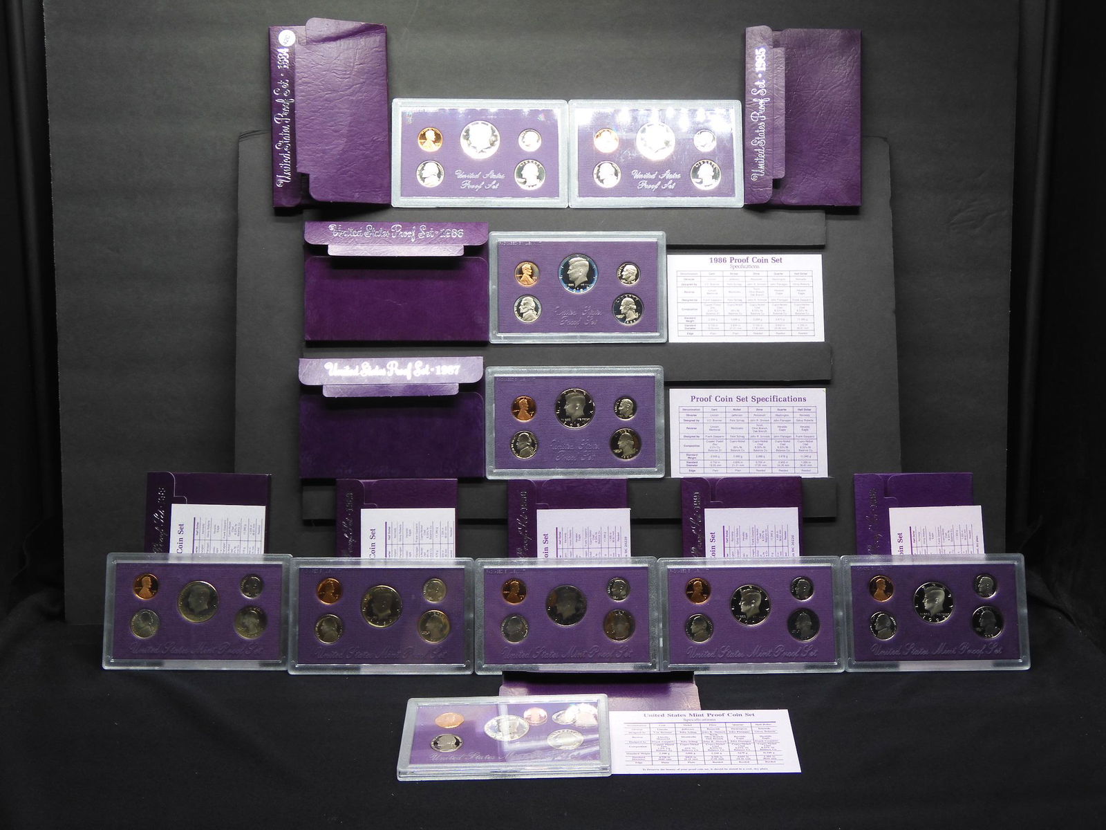 10 US Proof Sets 1984-S to 1993-S (1 of 19)