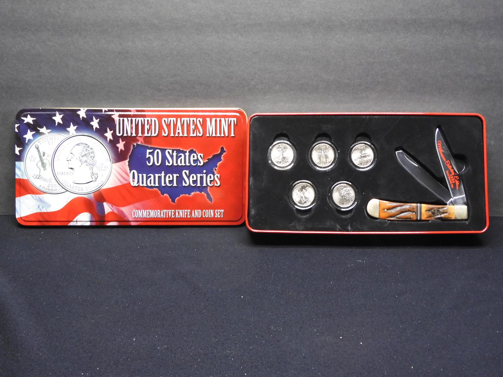 Us Mint 50 State Quarters Commemorative Knife & Coin (1 of 6)