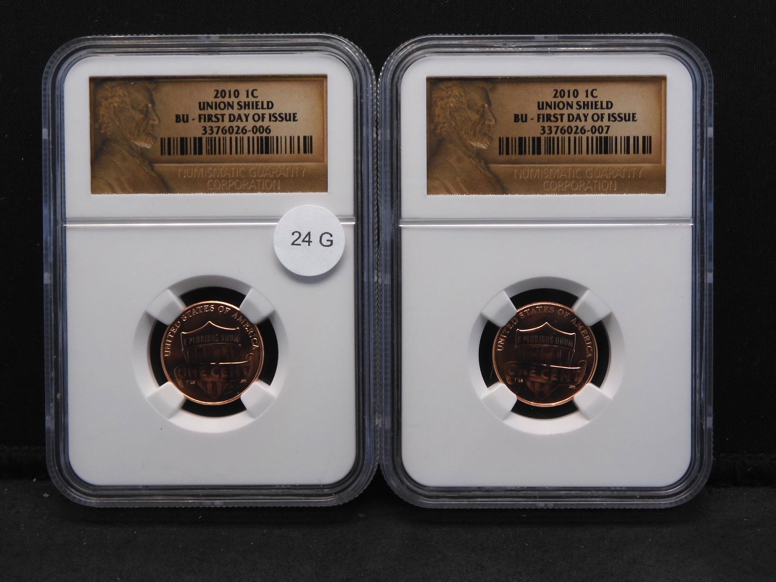 Two 2010 Lincoln Union Shield Cents BU First Day of (1 of 9)