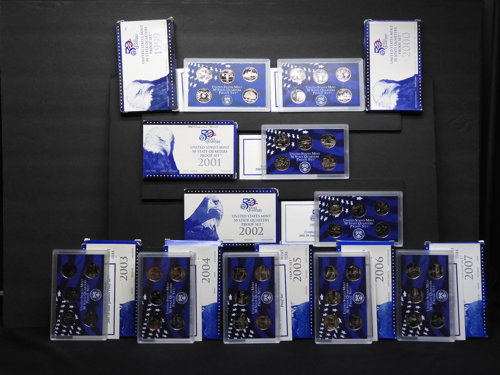 1999-S to 2007-S US Proof State Quarter Sets - 9 Sets (1 of 12)