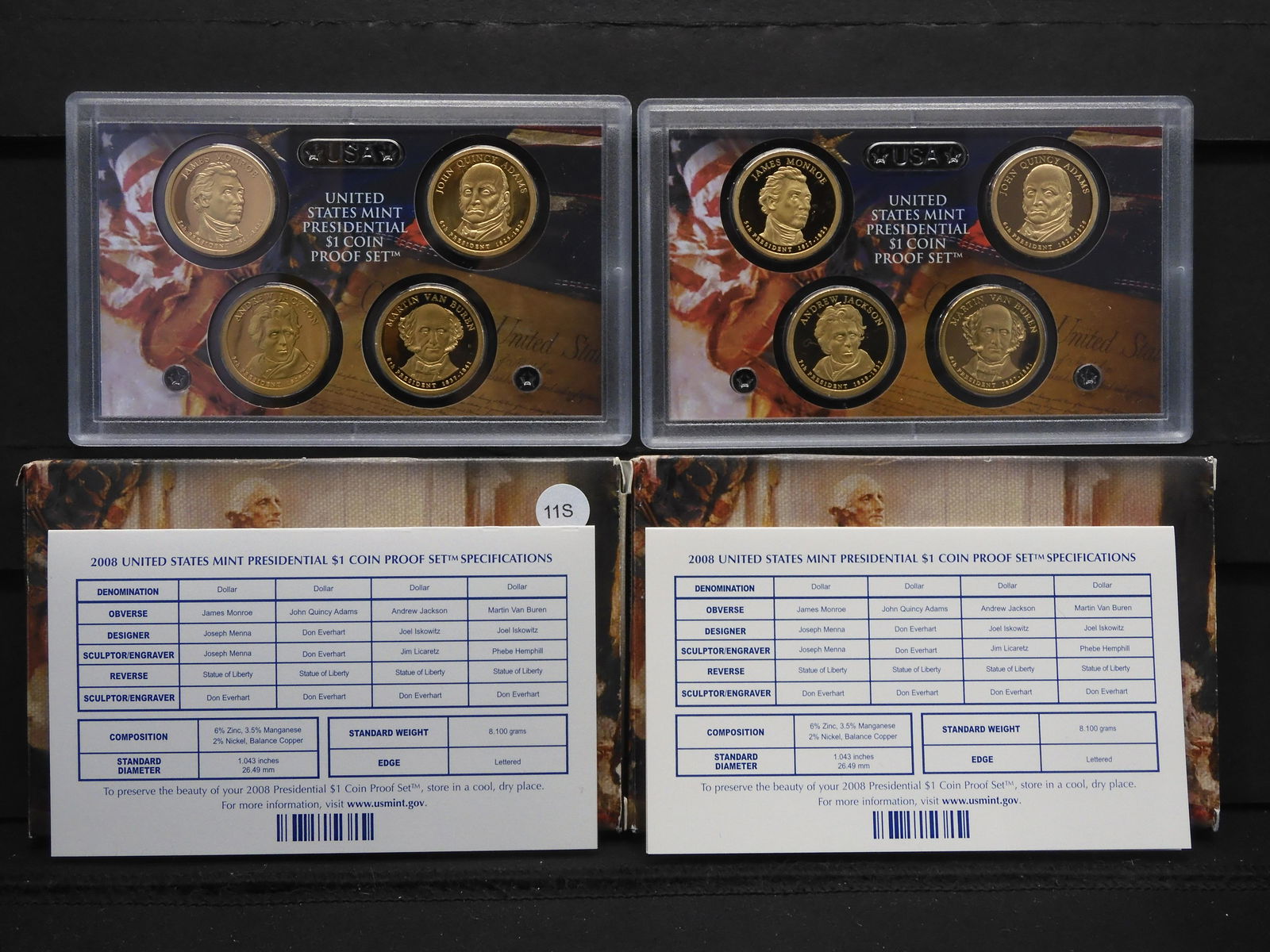 (2) 2008-S US Mint Presidential $1 Coin Proof Set w/COA (1 of 7)