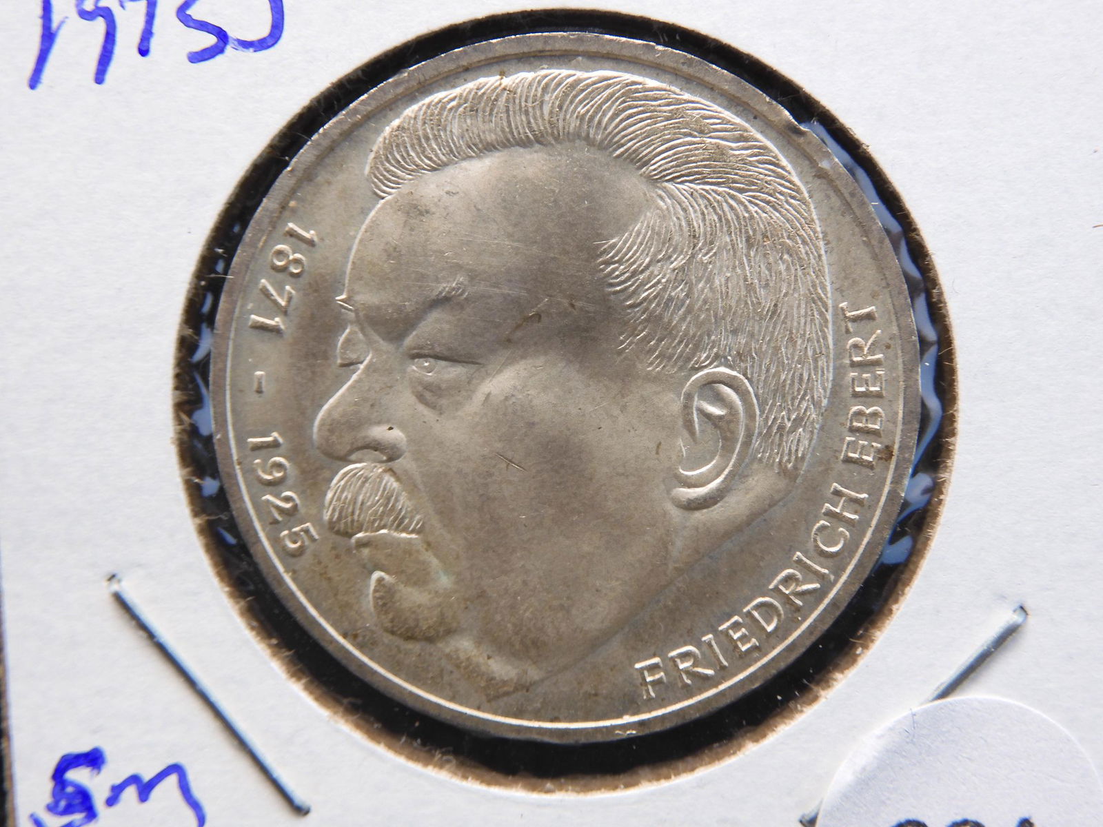 1975 J Germany 5 Mark Silver-Ebert.  Melts around $6. (1 of 3)