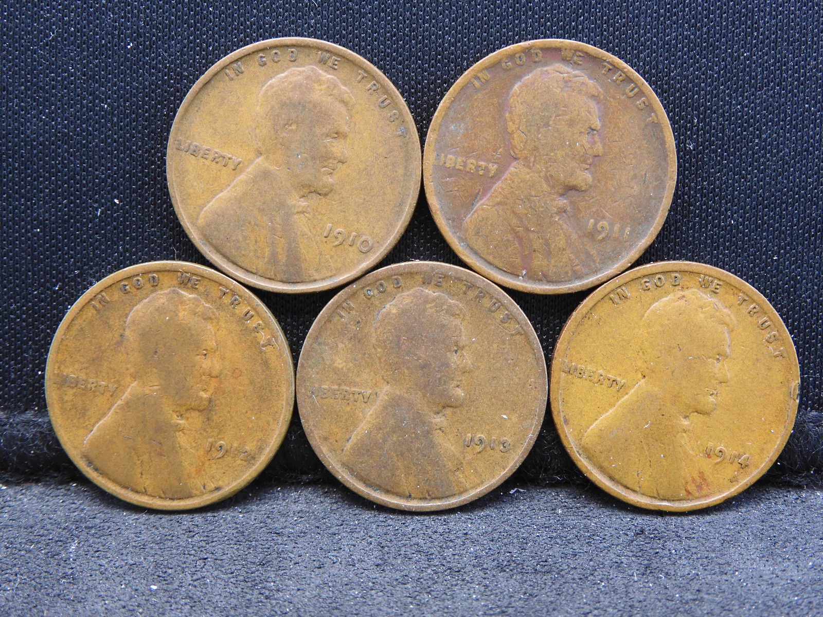 1910, 1911, 1912, 1913 & 1914 Lincoln Cents (1 of 3)