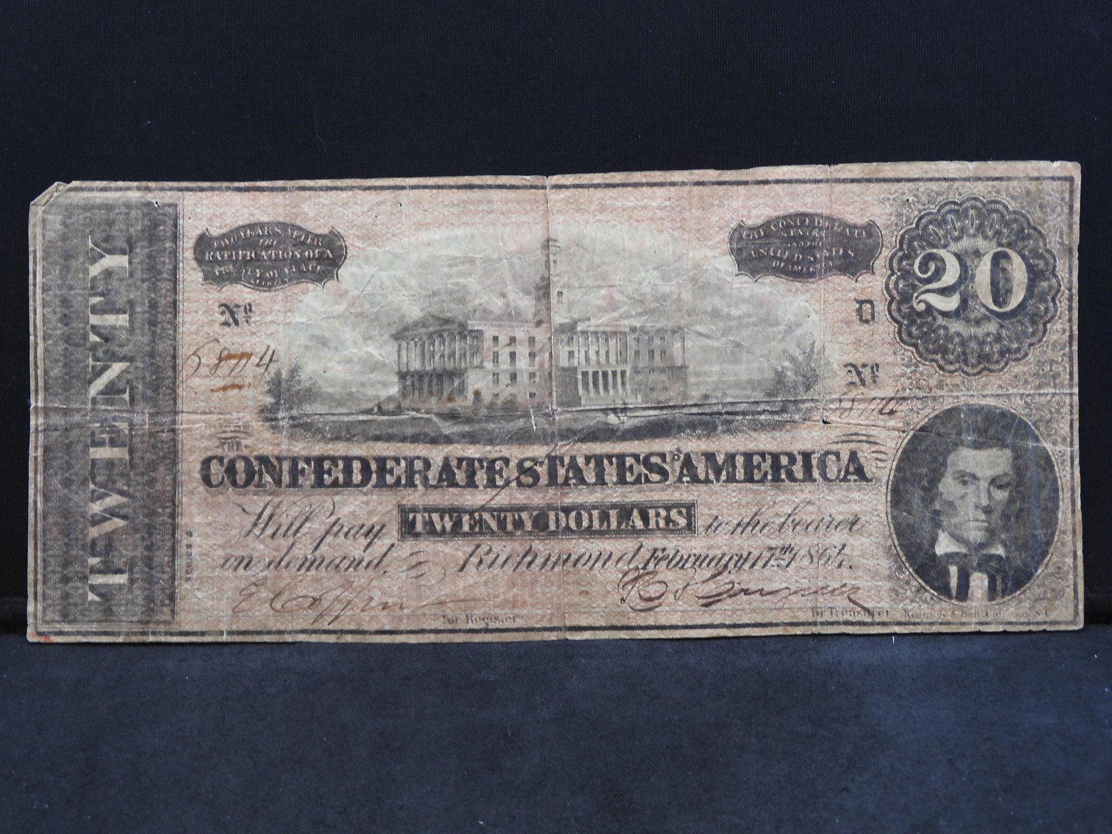 1864 Confederate $20 Bill from Richmond, Virginia (1 of 3)