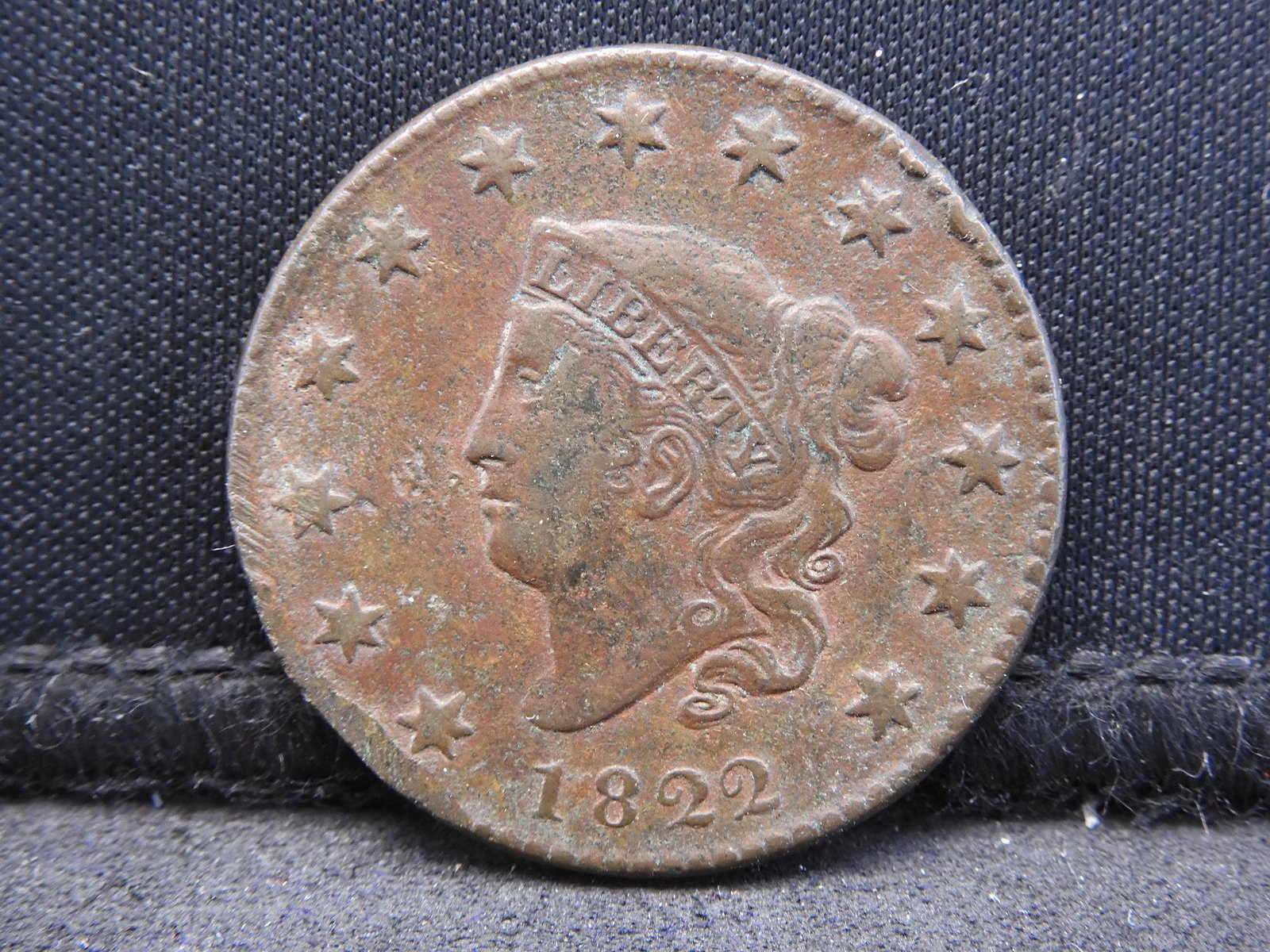 1822 Coronet Head Large Cent - Great Detail!  Scarce (1 of 2)