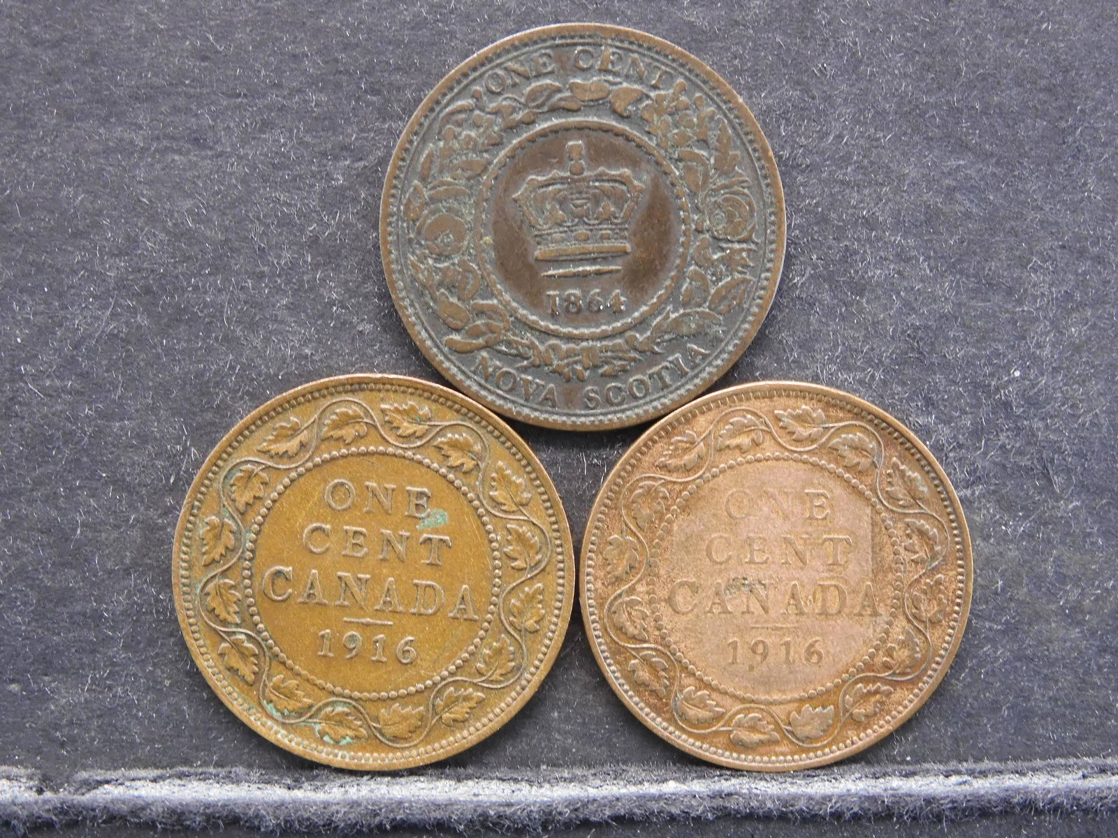 1864 NOVA SCOTIA ONE CENT & (2)1916 CANADIAN ONE CENT (1 of 2)