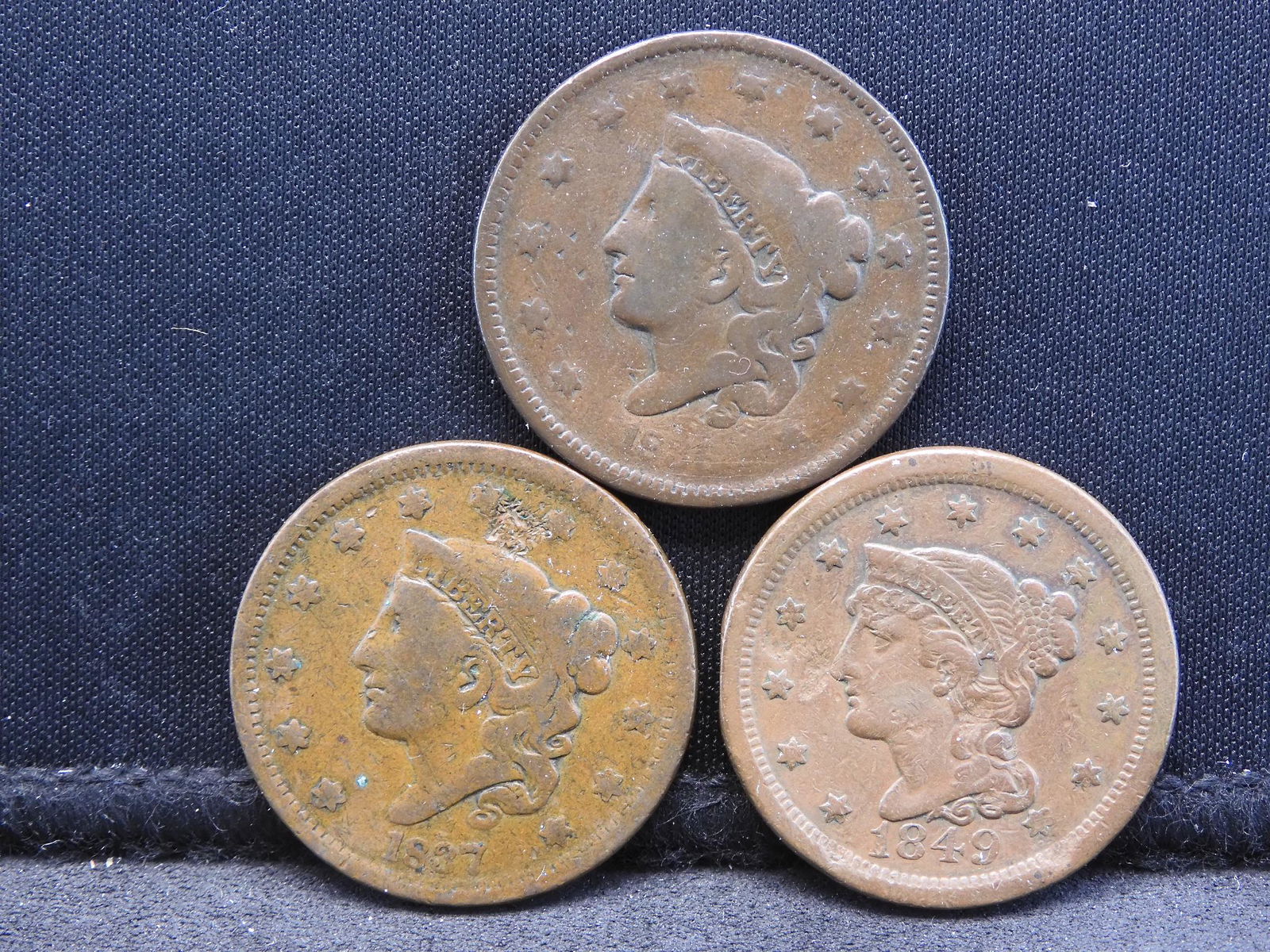 3 US Large Cents 1837, 1839, 1836 (1 of 3)