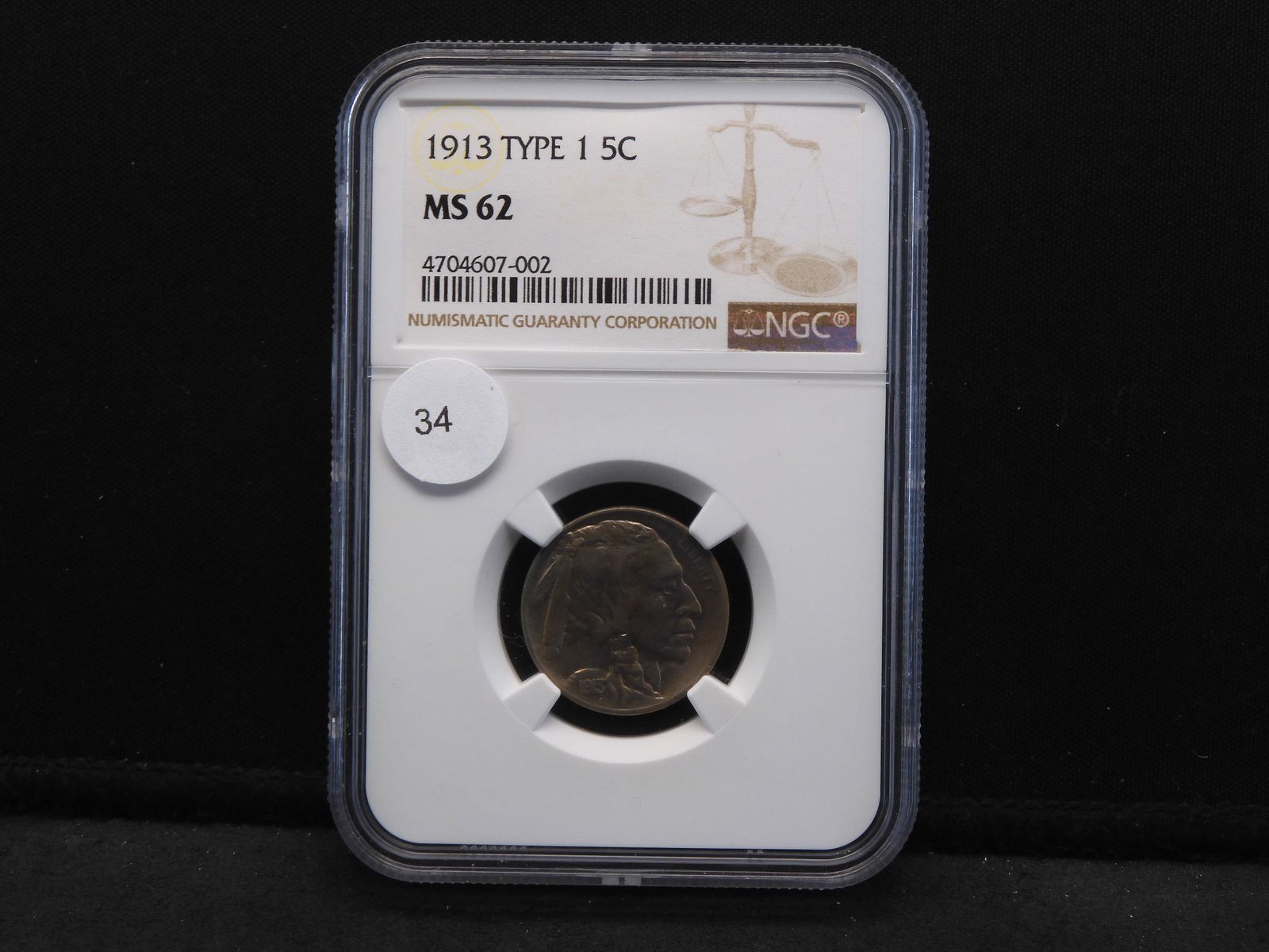 1913 Type 1 Buffalo Nickel.  Slabbed by NGC (Top Tier (1 of 4)