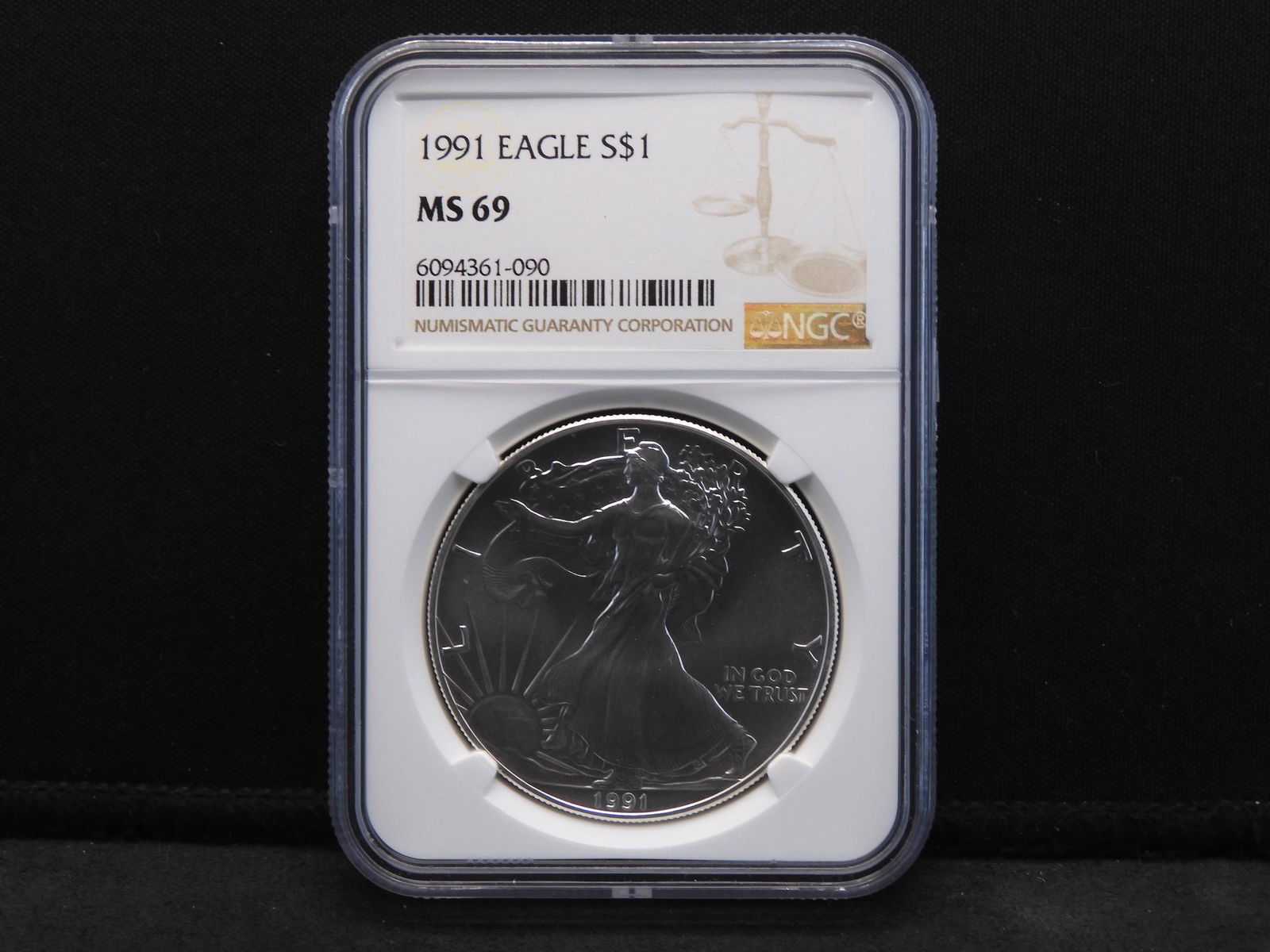 1991 NGC MS69 American 1 Oz. Silver Eagle (1 of 4)