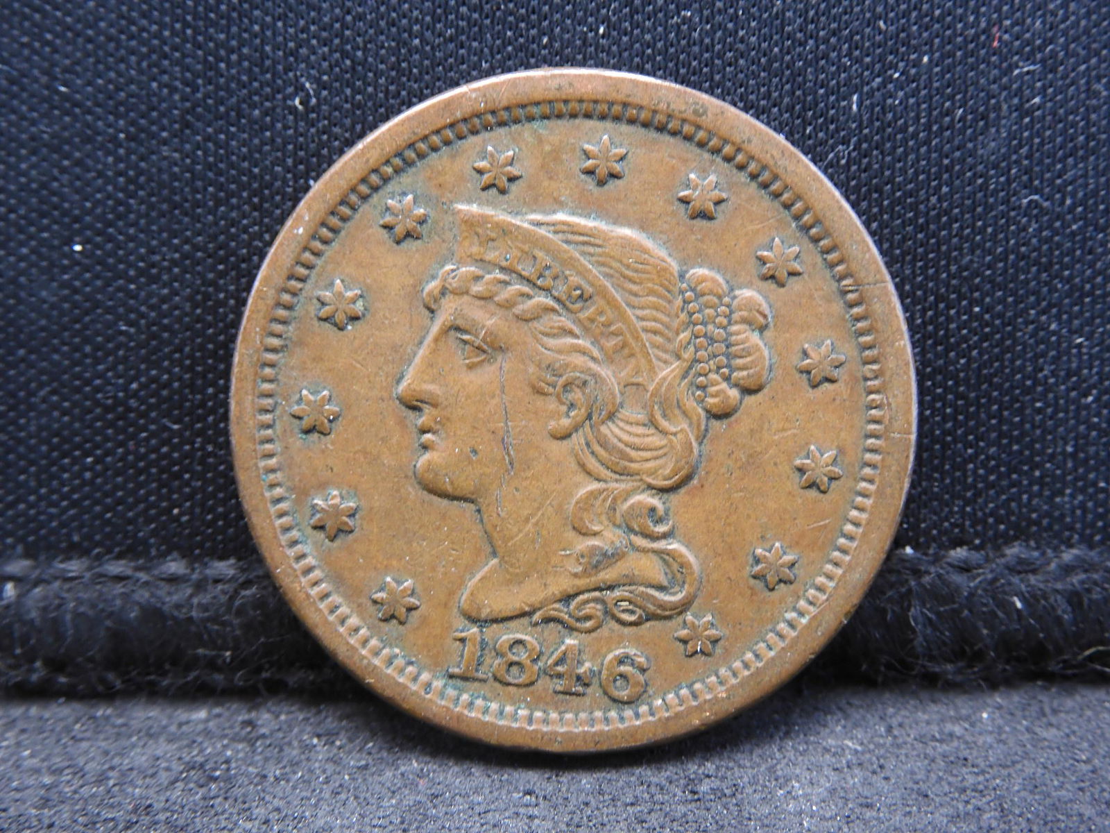 1846 Braided Hair Large Cent - Nice Color! - XF (1 of 2)