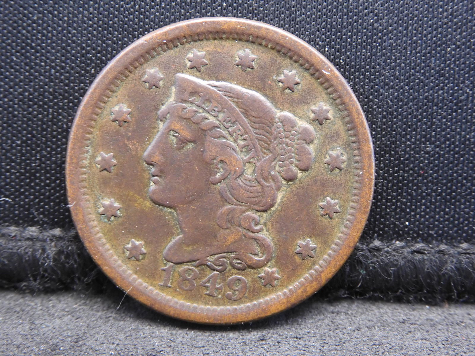 1849 Braided Hair Large Cent - VF Condition (1 of 2)