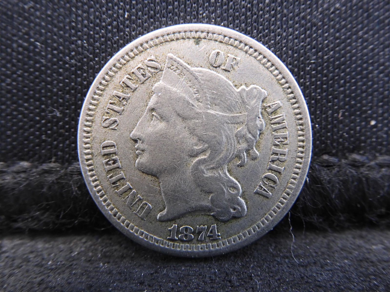 1874 Three 3 Cent Nickel - VF/XF Condition (1 of 2)