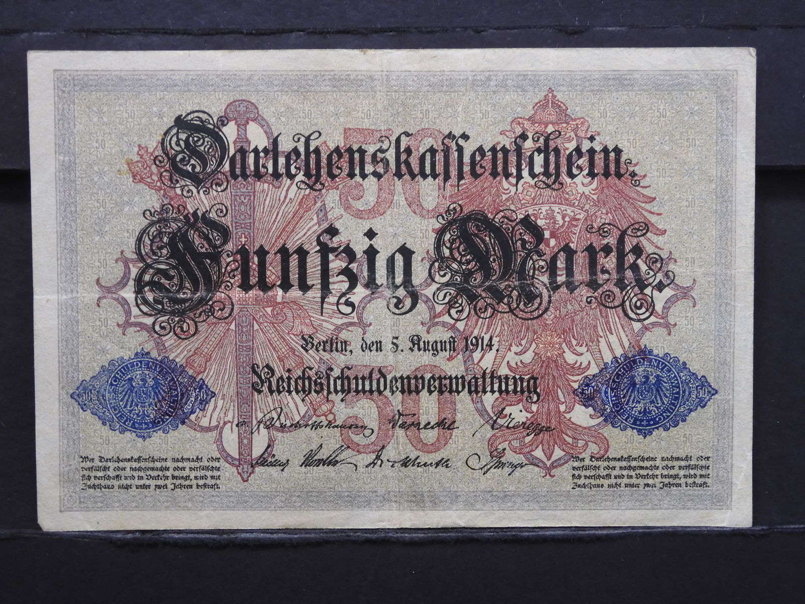1914 GERMAN (WWI ERA/50 MARK), RARE THIS HIGH OF GRADE, (1 of 3)