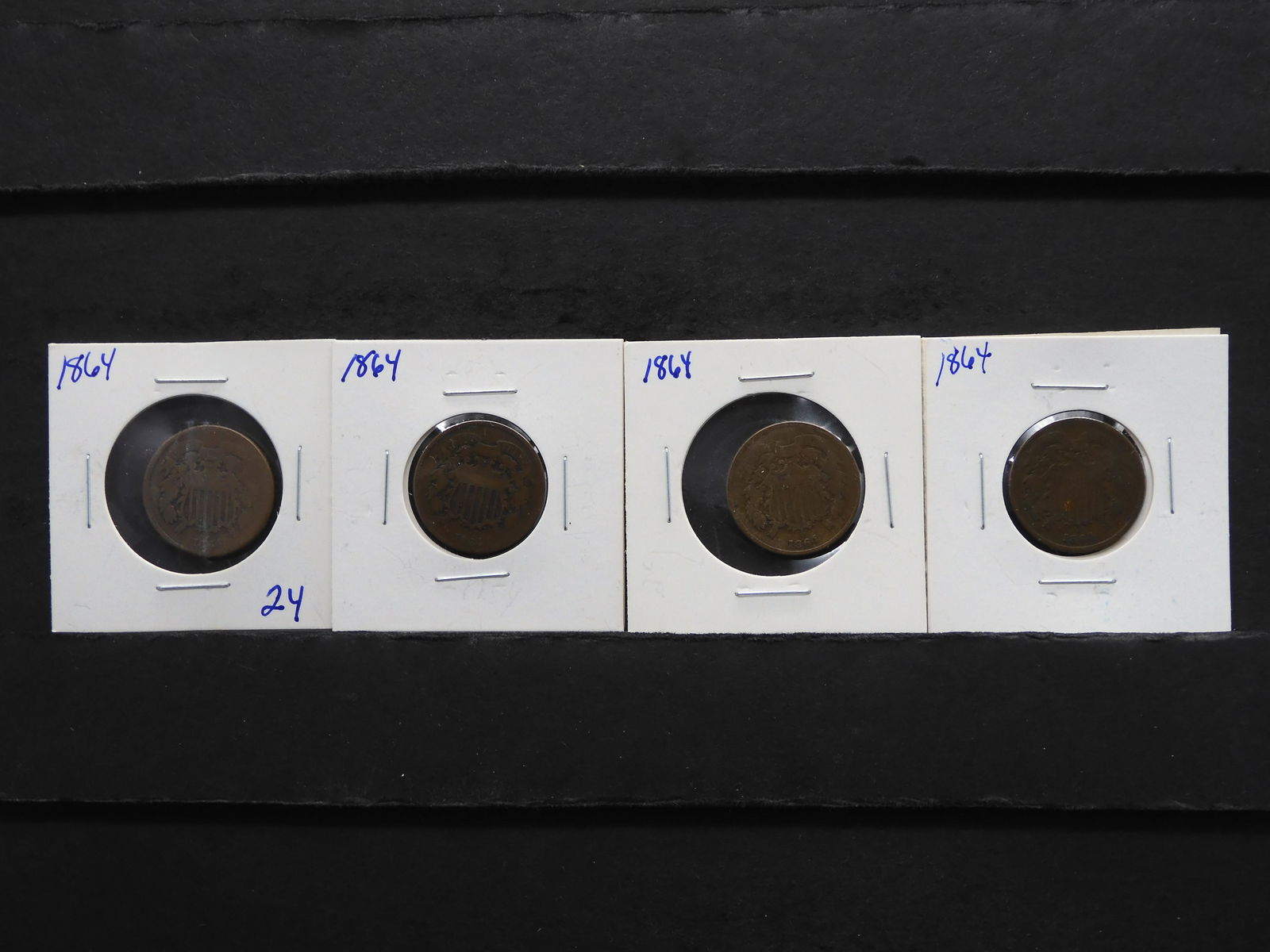 (4) 1864 Two Cents Coins (1 of 6)