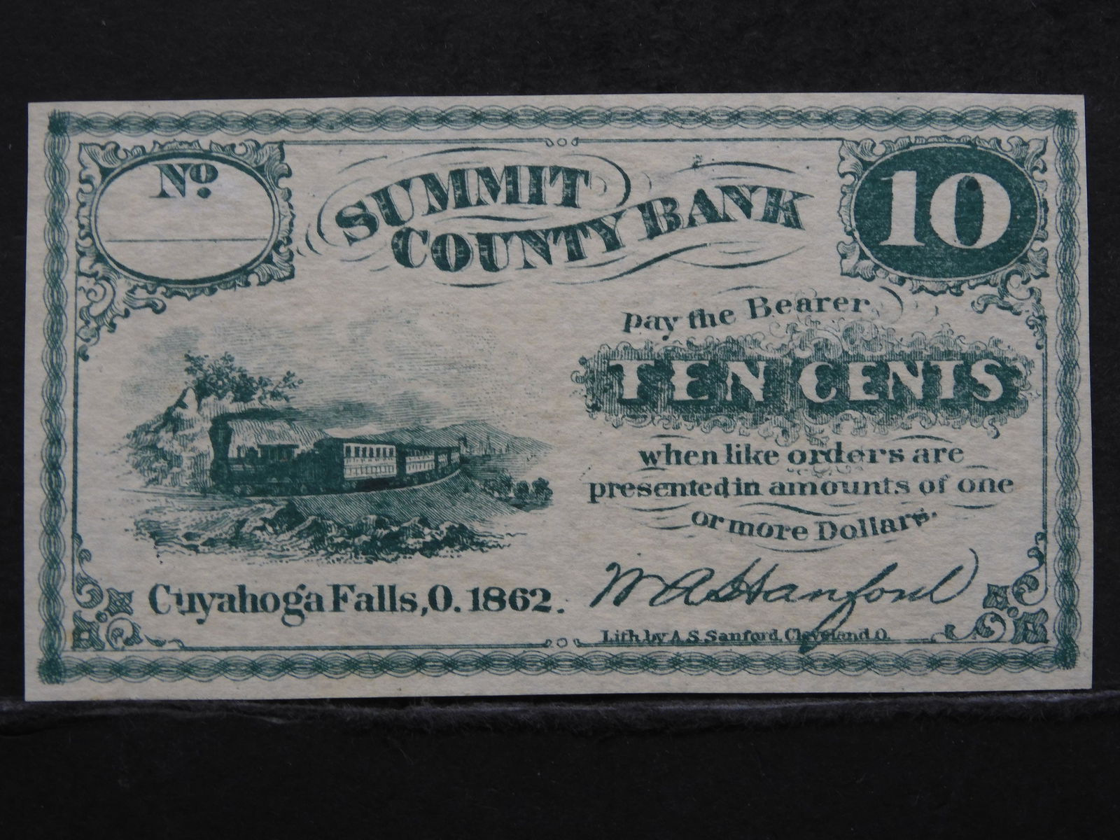 1862 Summit County Bank (Cuyahoga Falls, Ohio) 10 Cents (1 of 2)