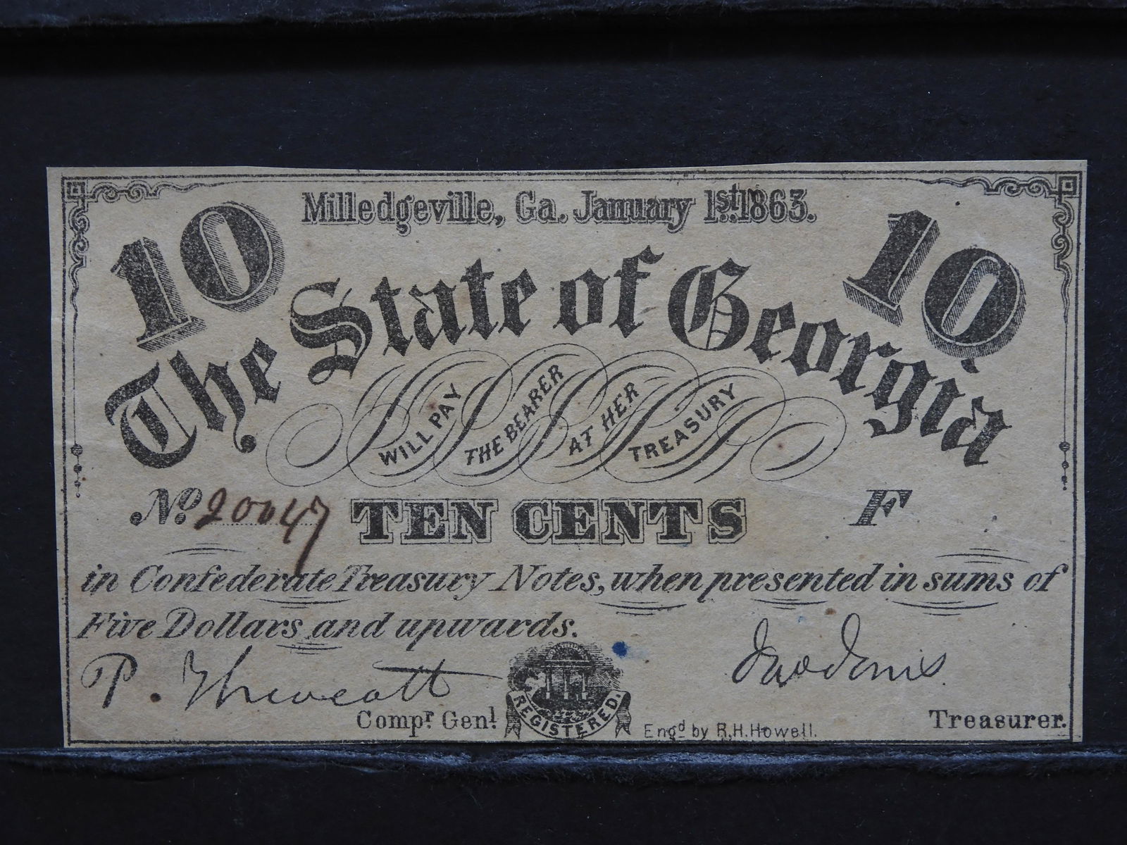 Rare 1863 The State of Georgia (Milledgeville, GA) 10 (1 of 3)