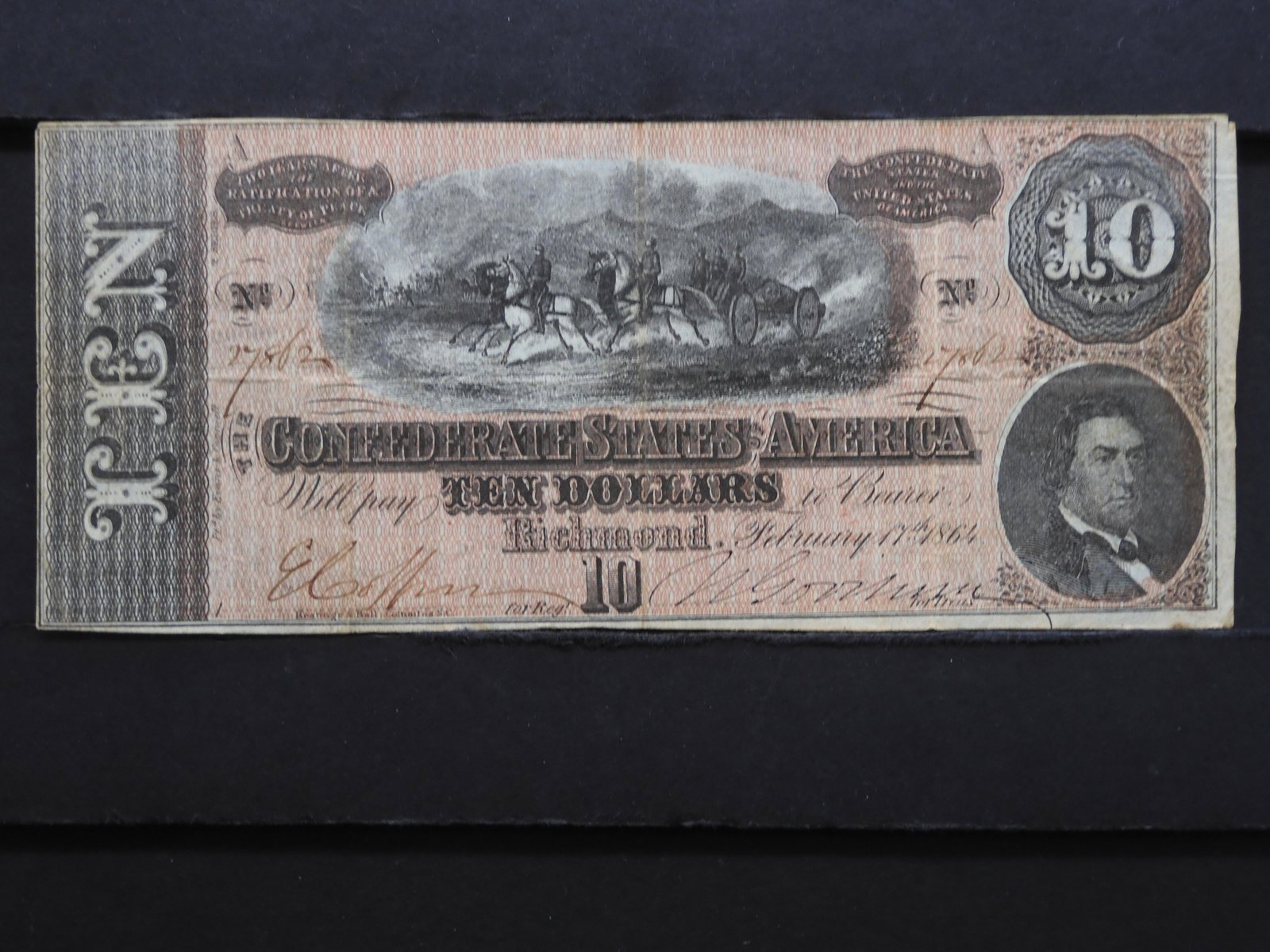 1864 The Confederate States of America (Richmond, VA): 1864 The Confederate States of America (Richmond, VA) $10 Note
