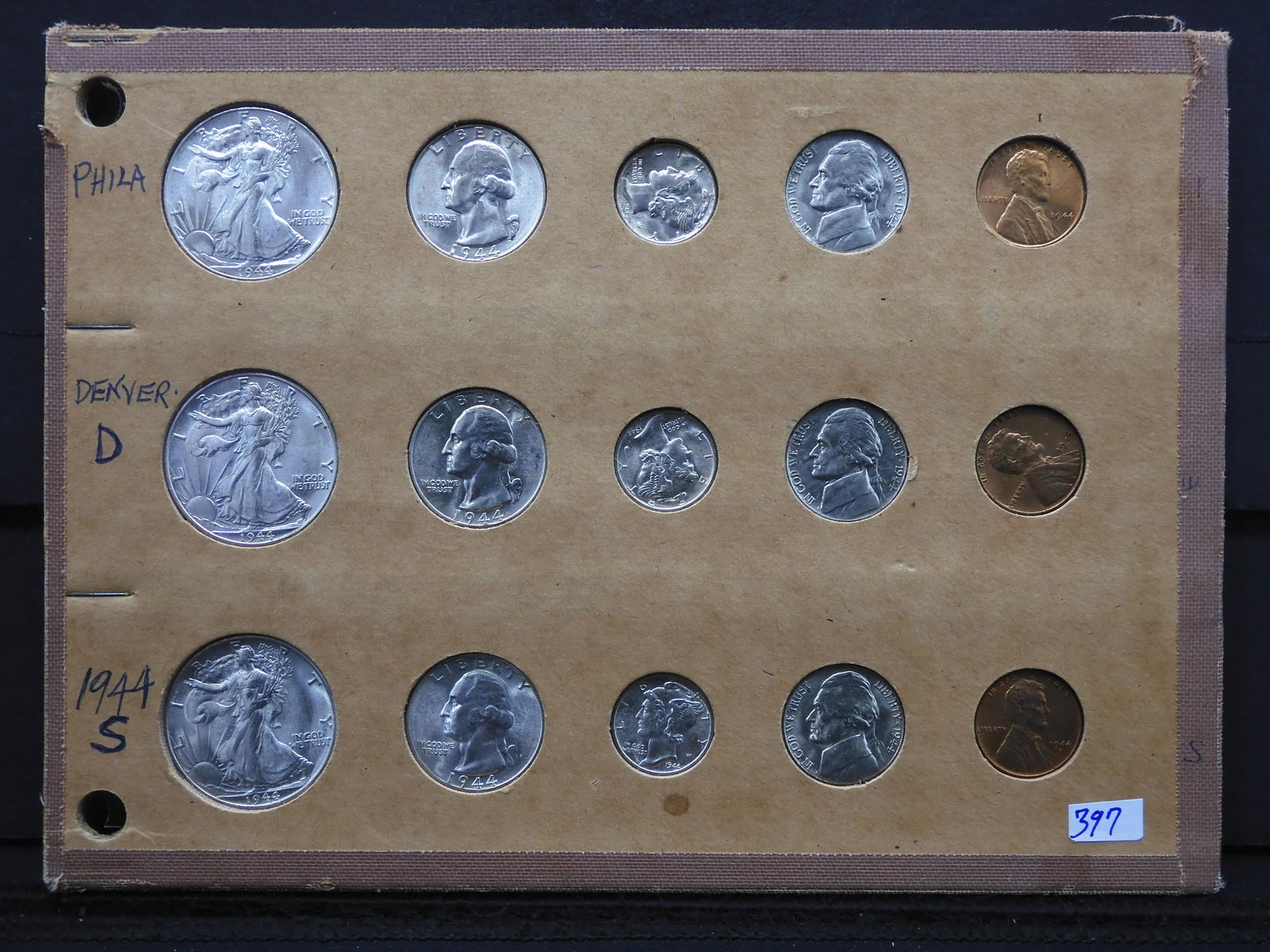 Amazing Uncirculated 1944 P-D-S U.S. Mint Set (1 of 2)