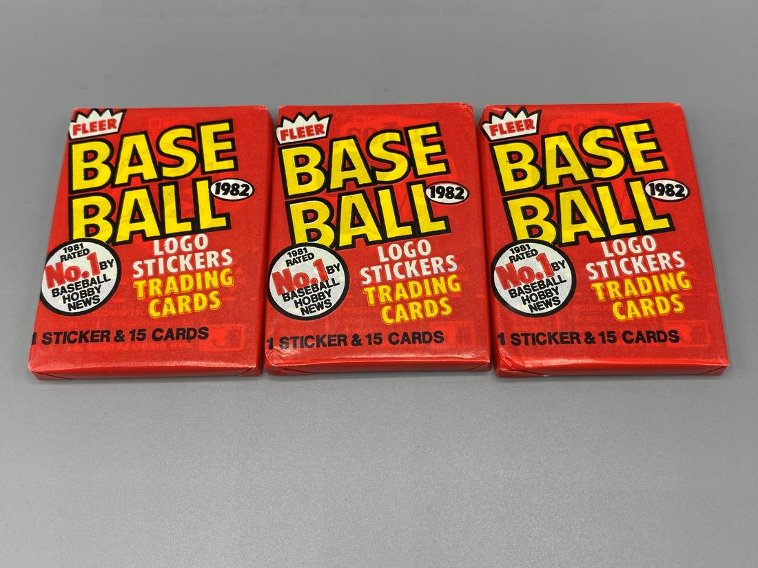 (3) 1982 Fleer Baseball Wax Packs - Possible Ripken Jr. (1 of 2)