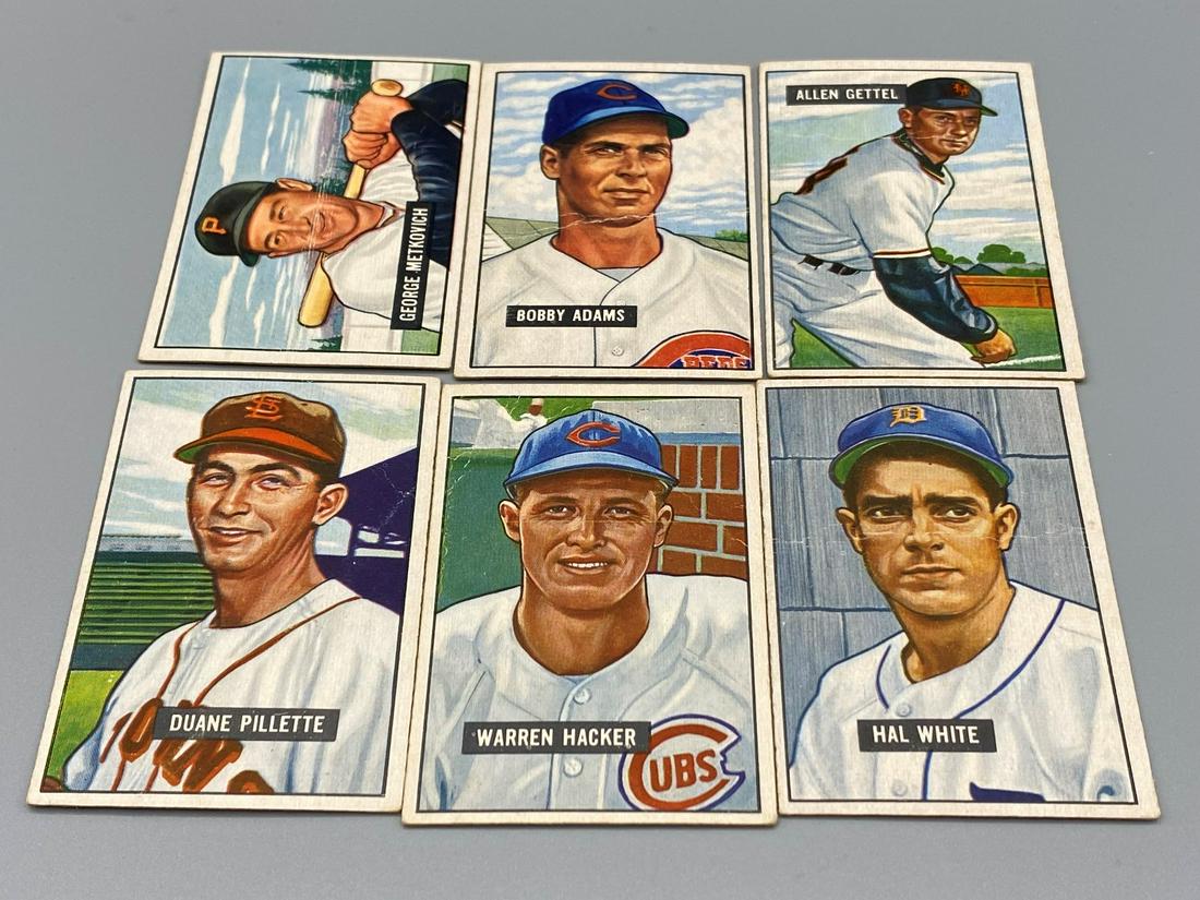 (6) 1951 Bowman Baseball Cards - All High Numbered (1 of 2)