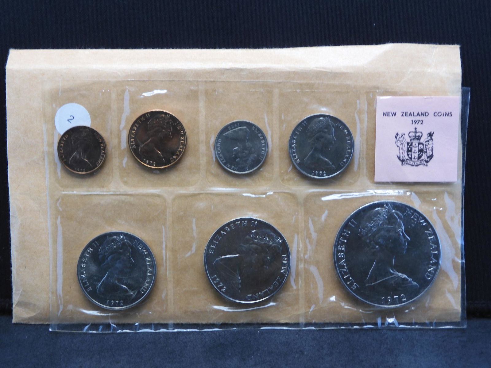 1972 New Zealand 7-coin uncirculated set.  Issued by (1 of 3)