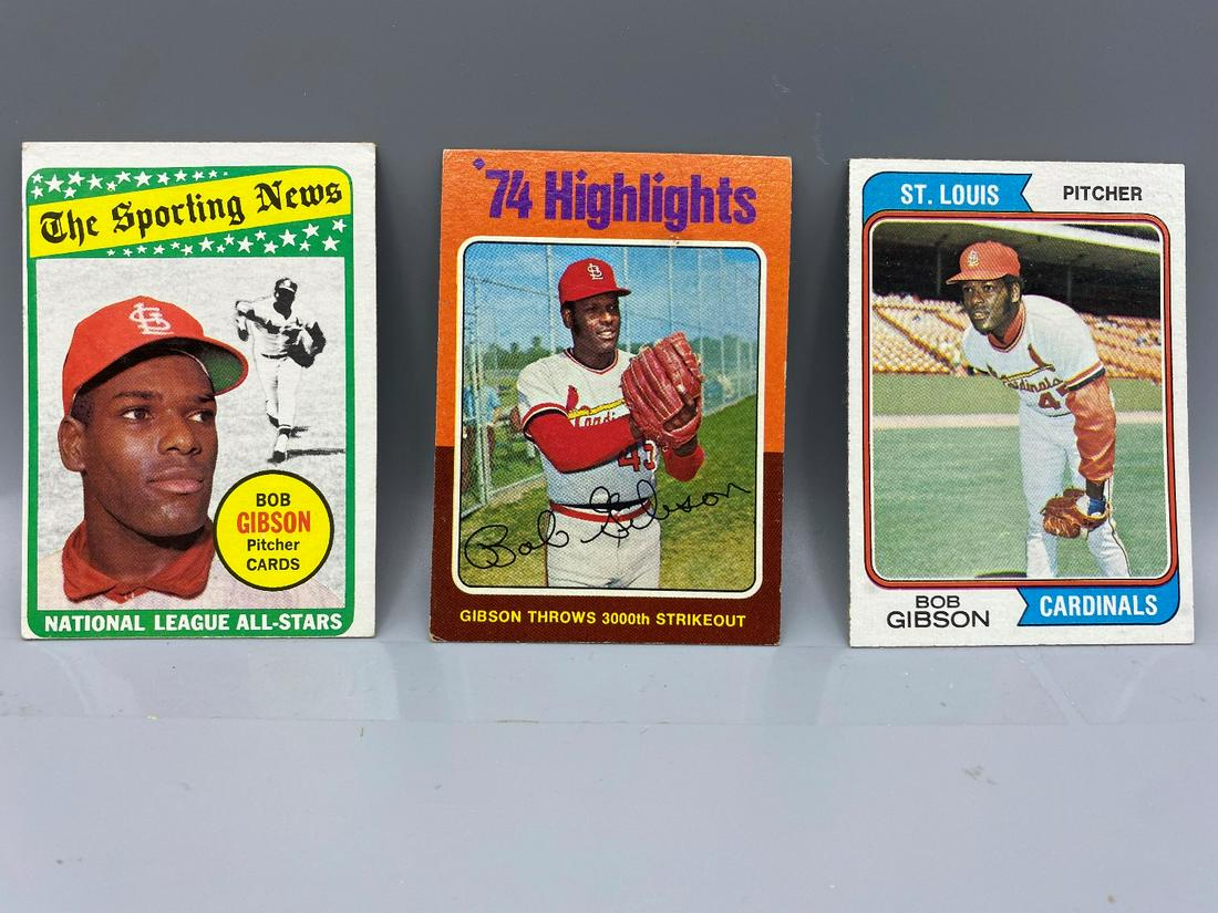 3 Different Bob Gibson Baseball Hall of Fame 69T #432,: 3 Different Bob Gibson Baseball Hall of Fame 69T #432, 74T #350, 75T #3