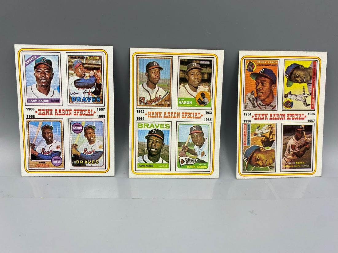 3 Different 1974 Topps Baseball "Hank Aaron Special" (1 of 2)