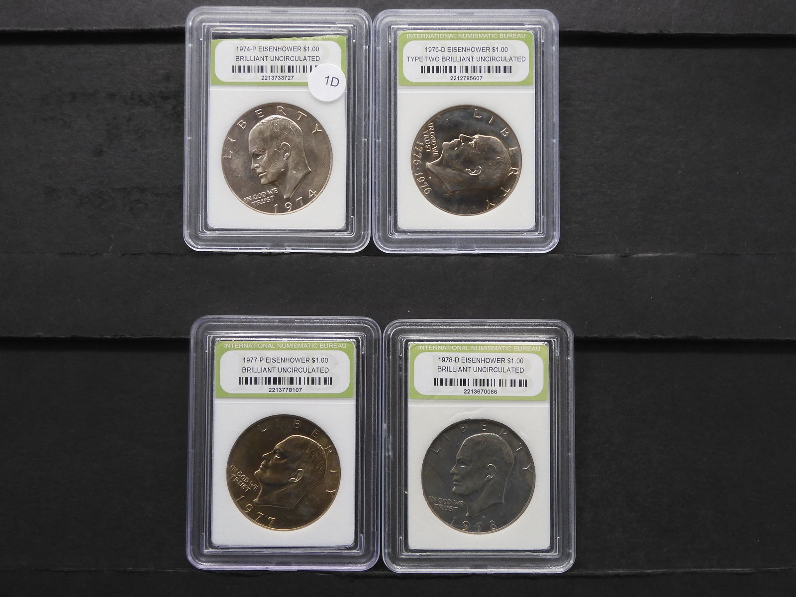 1974-P, 77-P, 78-D Brilliant Unc. Eisenhower Dollar & (1 of 5)