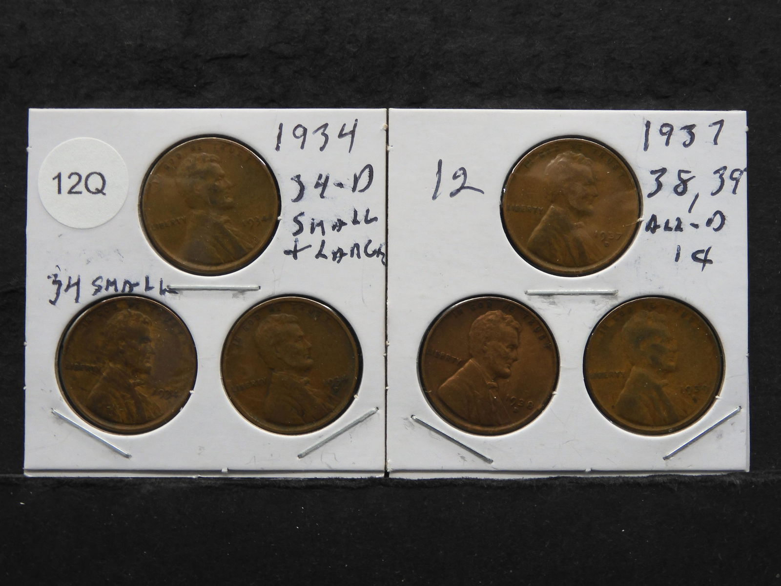 1934, 2-34-D, 37-D, 38-D, 39-D Lincoln Wheat Cents (1 of 5)