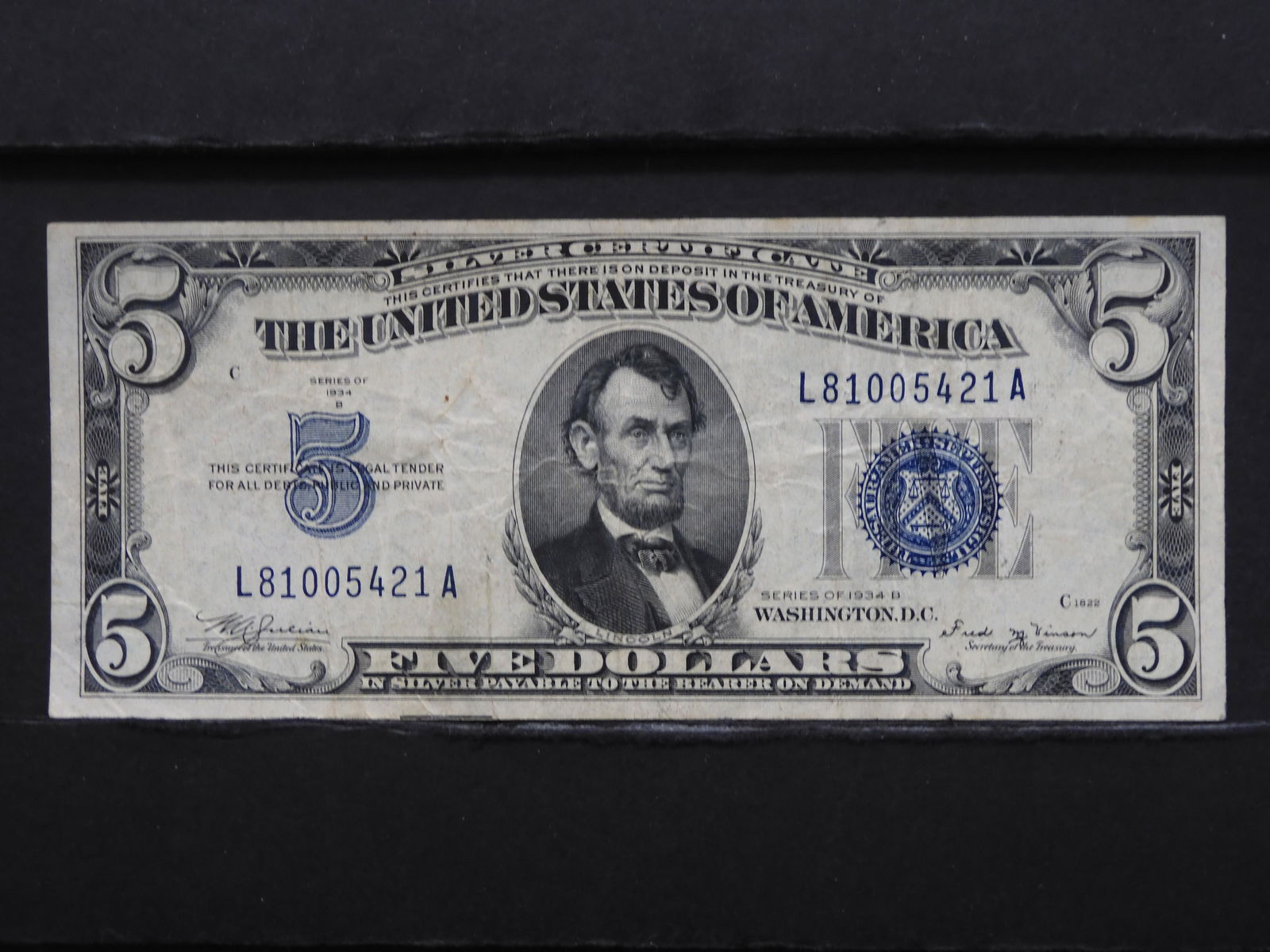1934-B $5 Silver Certificate (1 of 3)