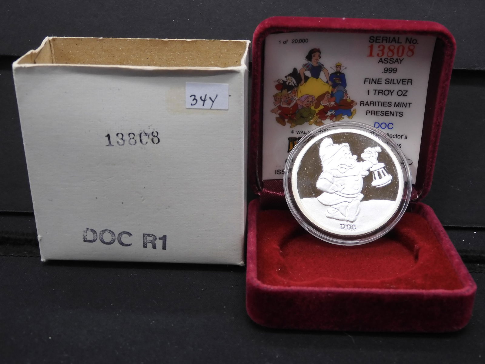 1987 Walt Disney DOC 1 oz .999 Silver Coin - 1 0f (1 of 4)