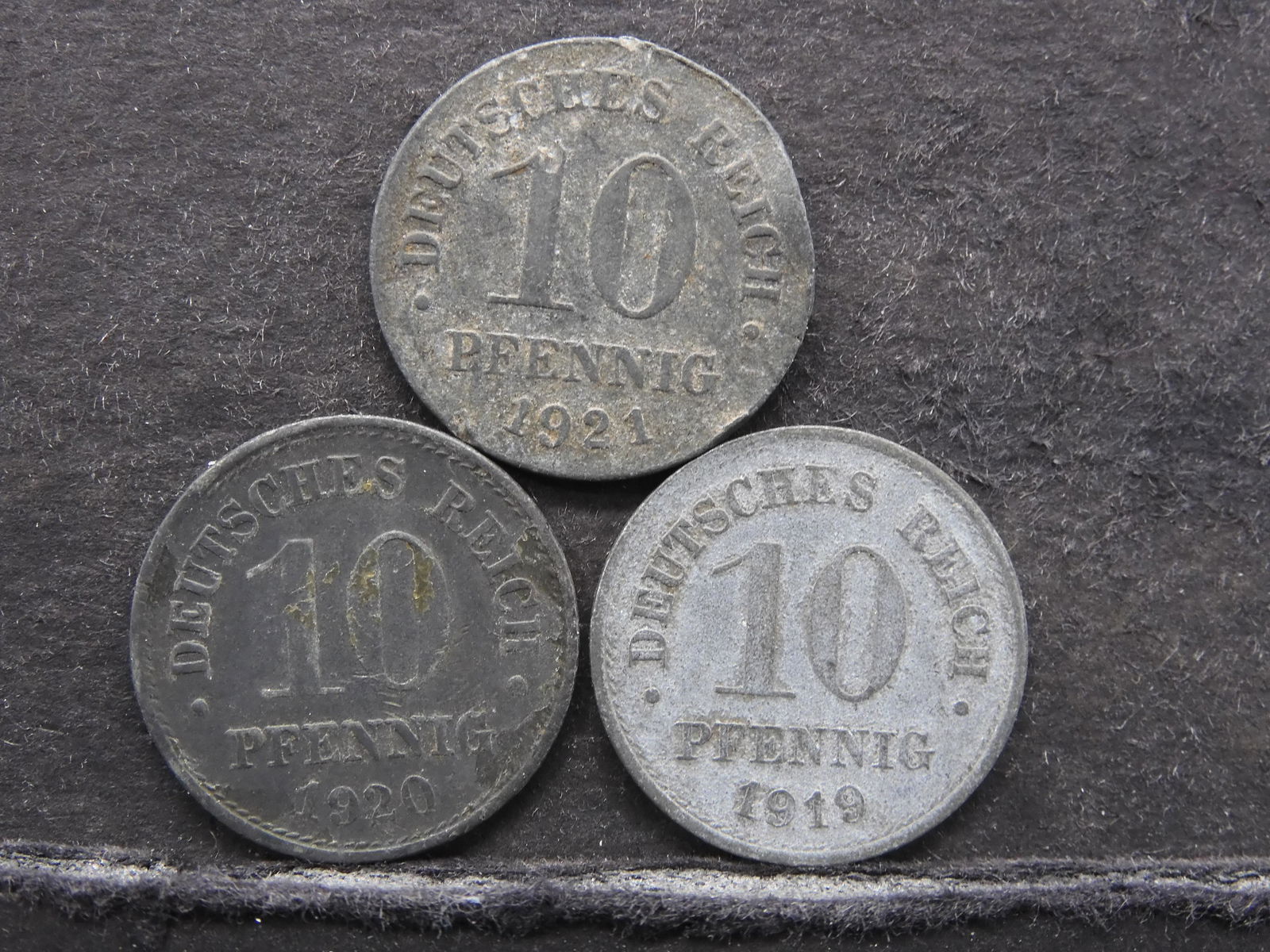 (3) CONSECUTIVE GERMAN 10 PFENNIG (1919/1920/1921) (1 of 2)