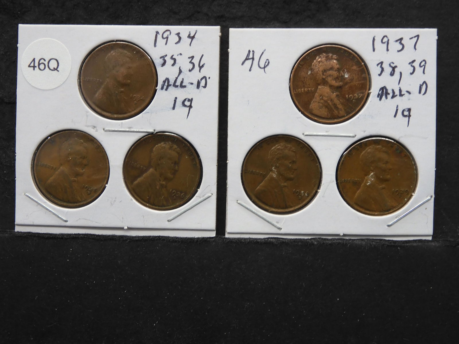 1934-D, 35-D, 36-D & 1937-D, 38-D, 39-D Lincoln Wheat (1 of 5)