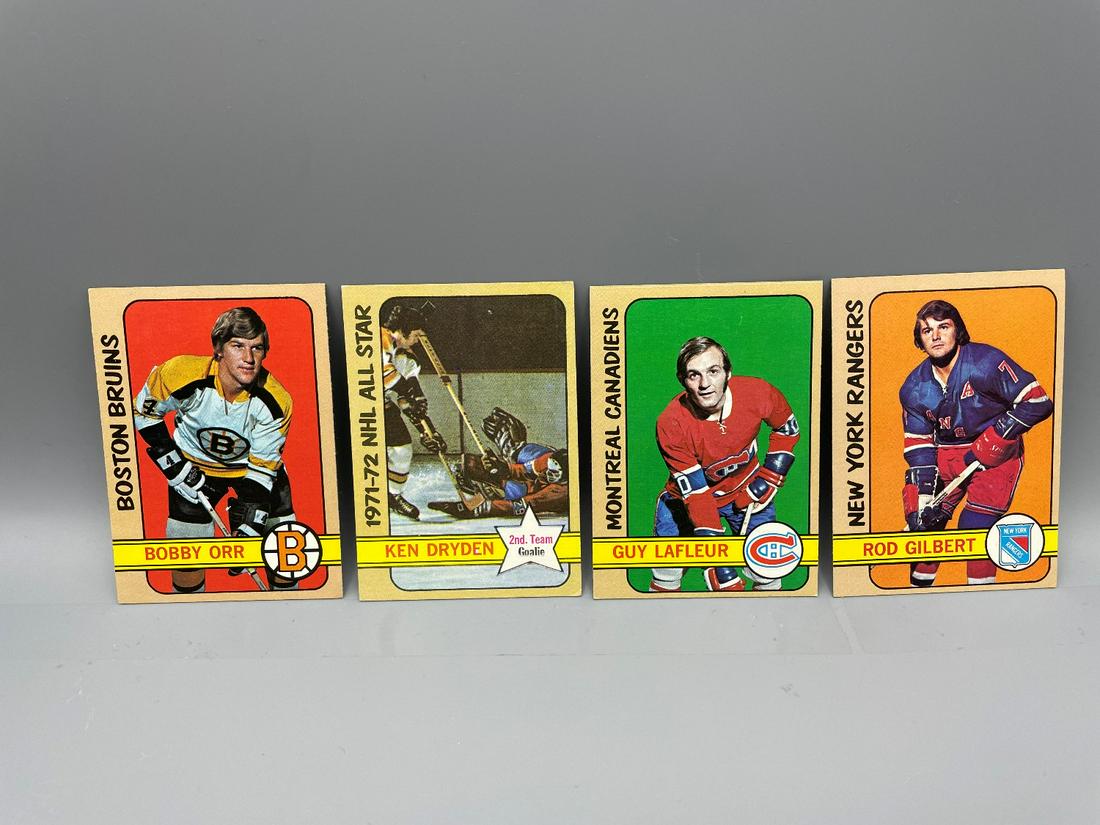 1972-73 Topps Hockey Lot of 4 - Bobby Orr, Ken Dryden, (1 of 6)