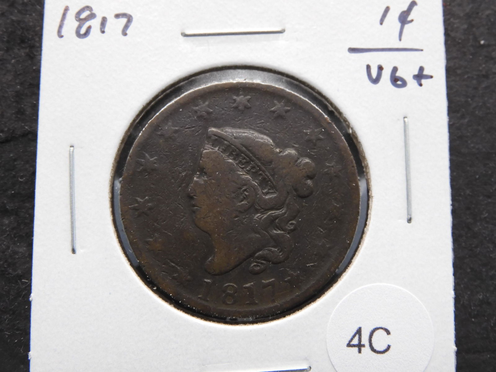 1817 Large Cent. VG+. (1 of 3)