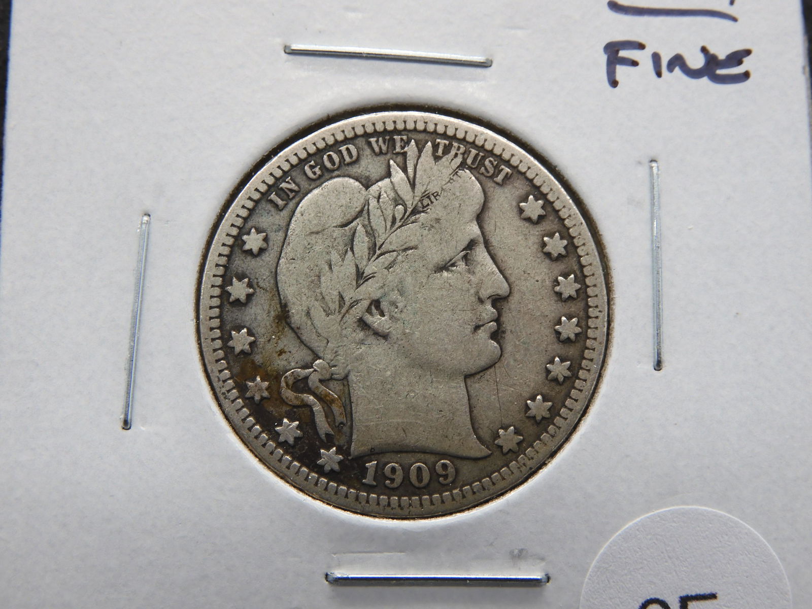 1909 Barber 25c. Fine. (1 of 3)