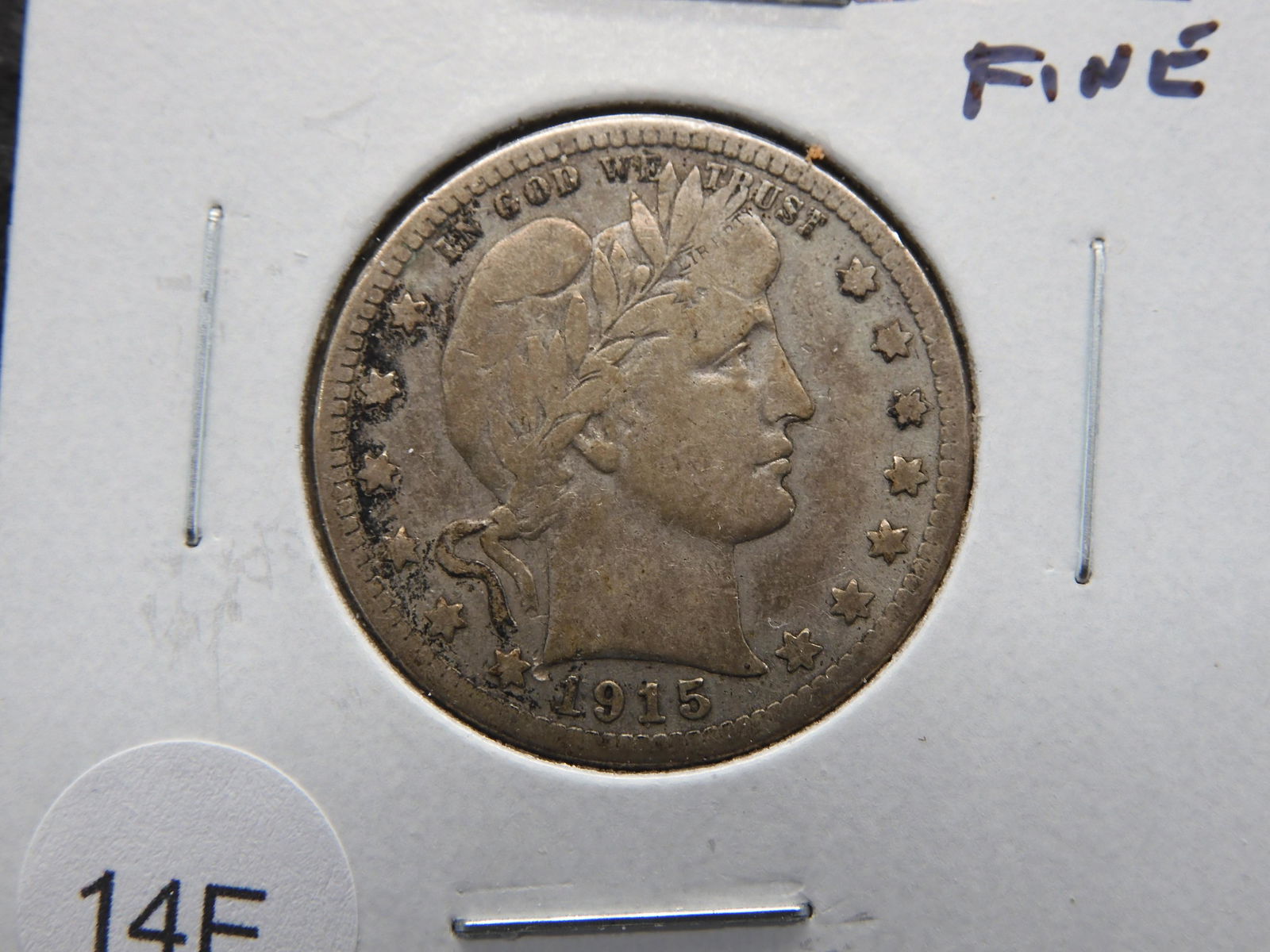 1915-S Barber 25c. Fine. Scarce. (1 of 3)