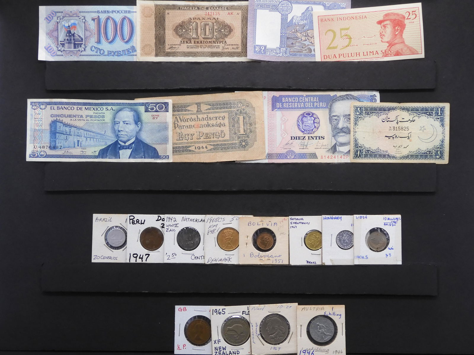 Misc. Foreign Currency + Coins. (1 of 8)