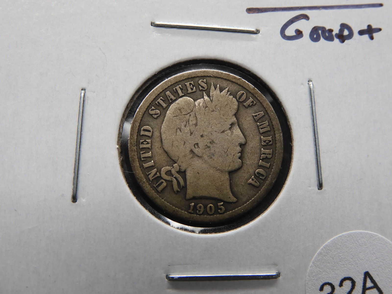 1905-O Barber 10c. Good+. (1 of 3)