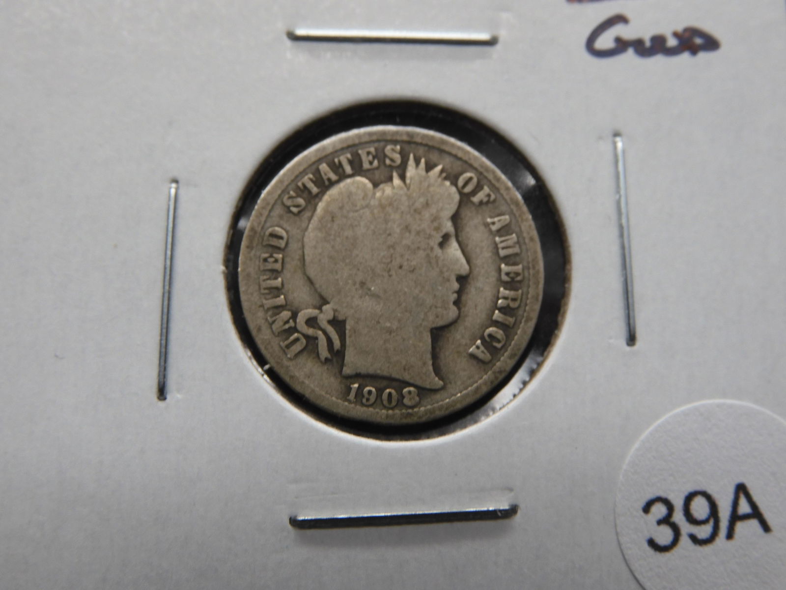 1908-S Barber 10c. Good. (1 of 3)