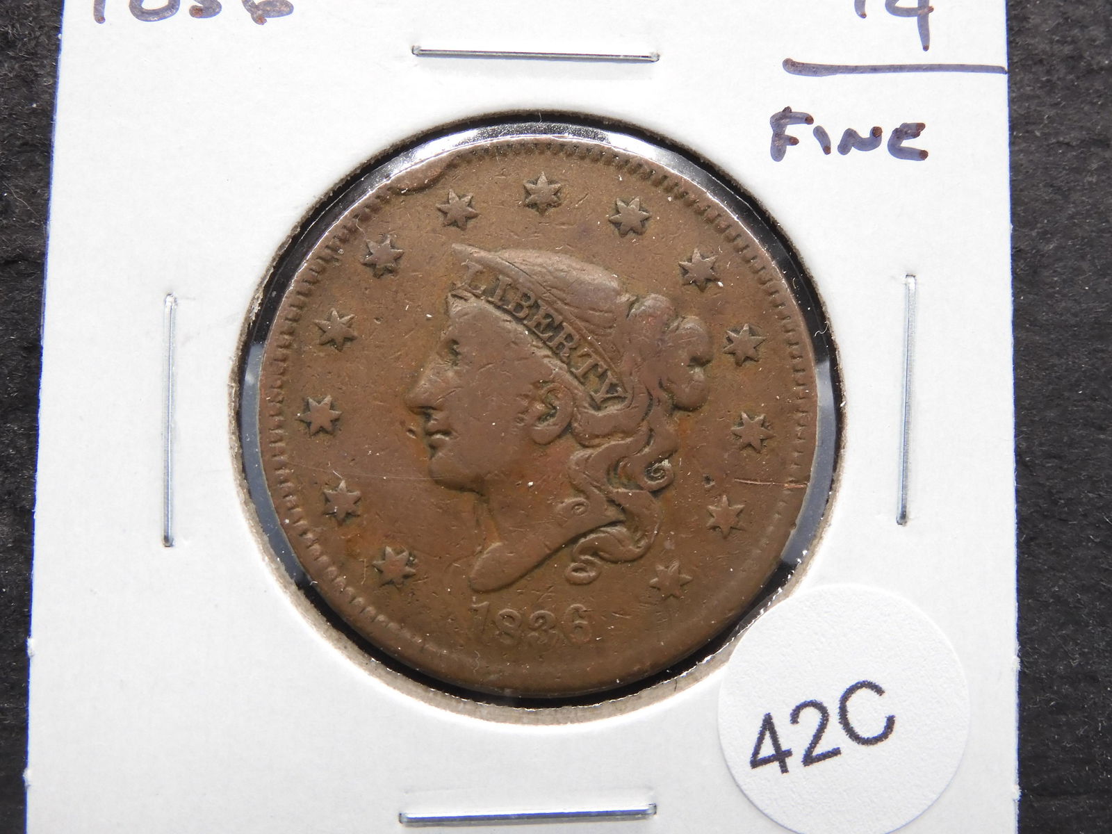 1836 Large 1c. Fine. (1 of 3)