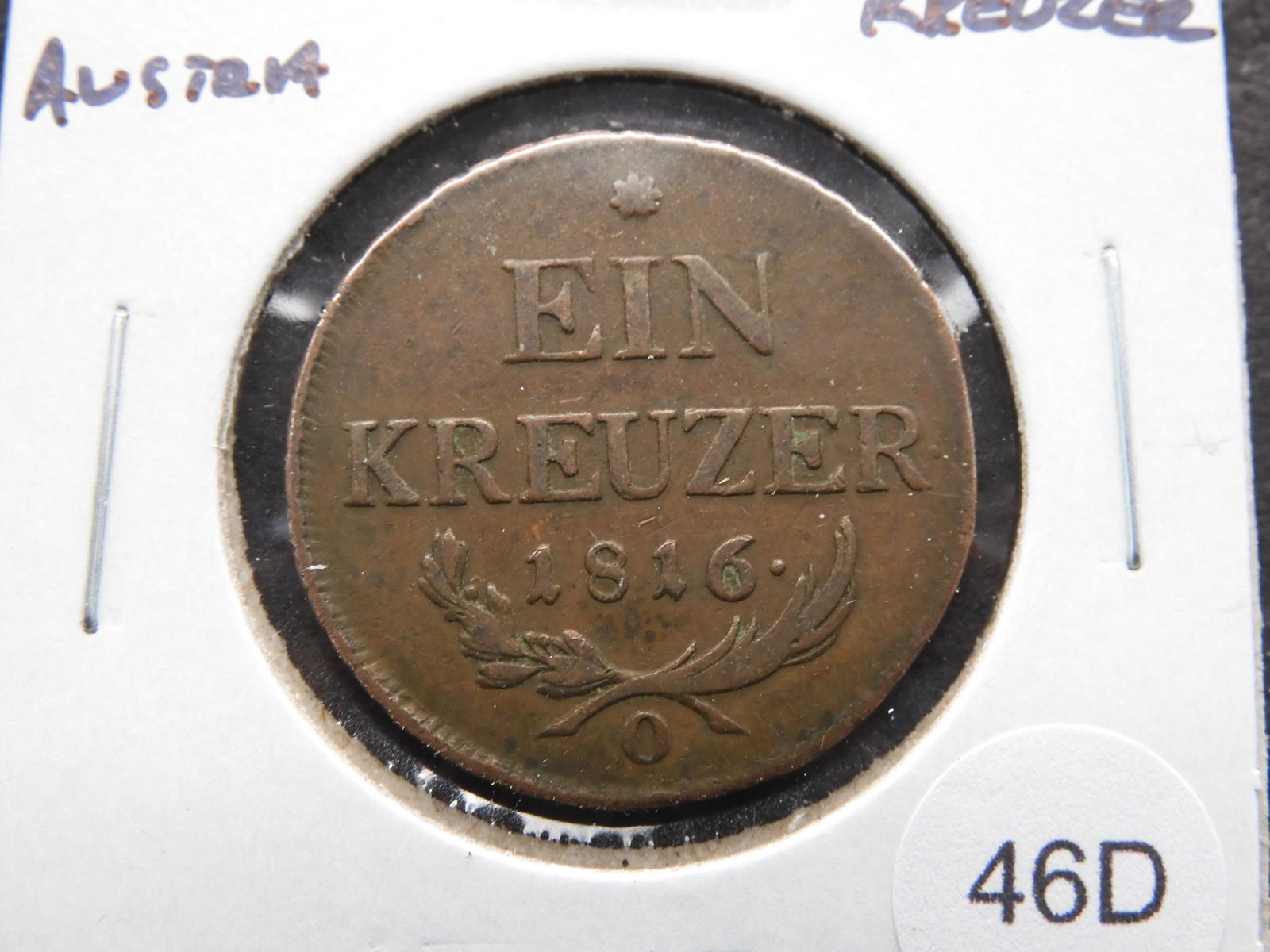 1816-O Austria 1 Kreuzer. (1 of 3)