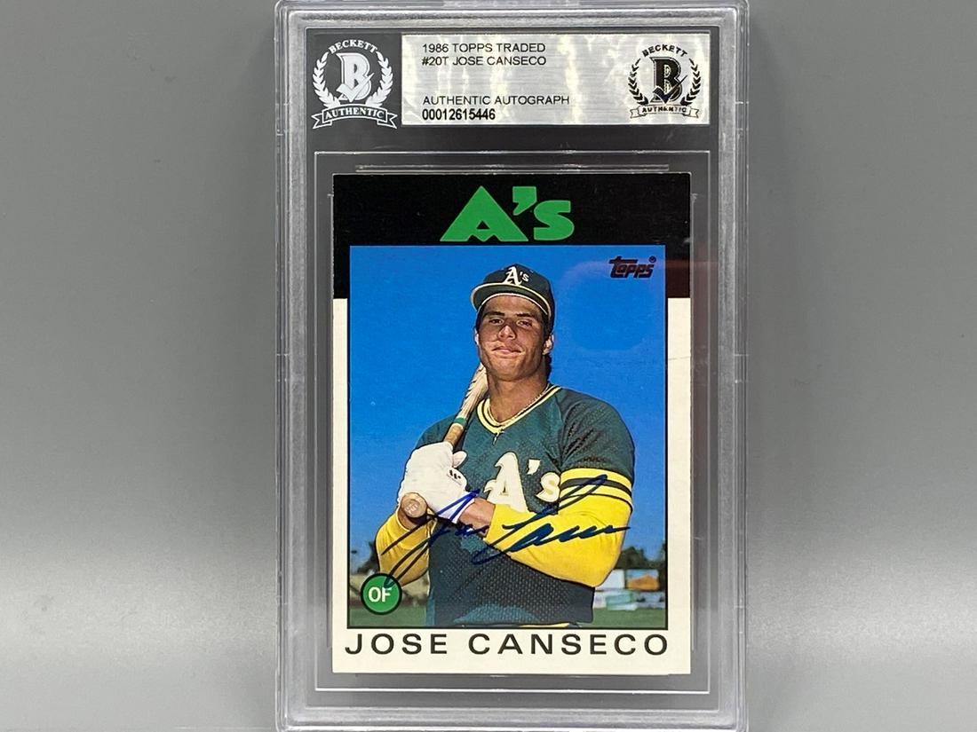 1986 Topps Traded Jose Canseco #20T Beckett Authentic: 1986 Topps Traded Jose Canseco #20T Beckett Authentic Autograph